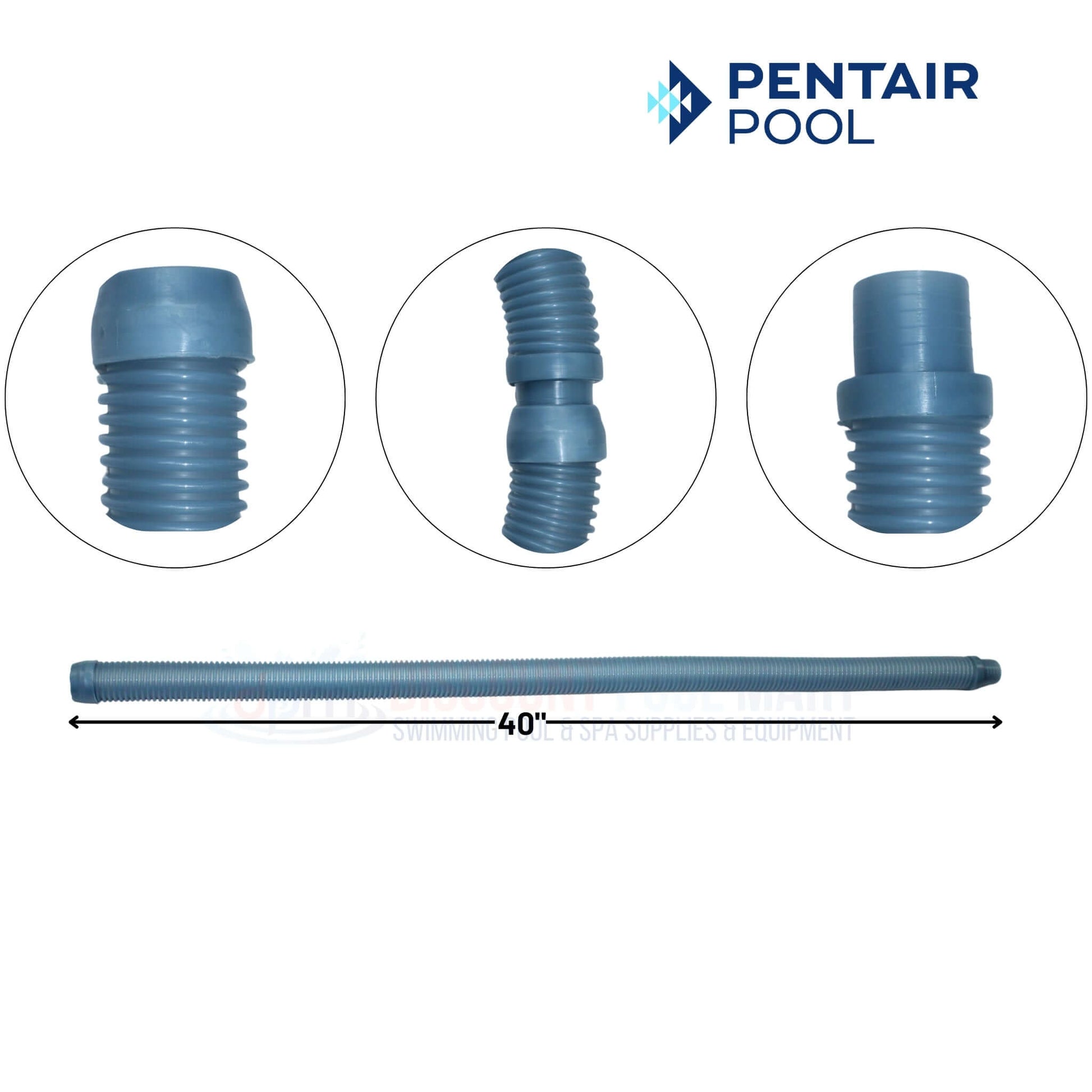 Pentair Pool replacement hose for suction-side cleaners, 40-inch length, compatible with Pentair products from Discount Pool Mart.