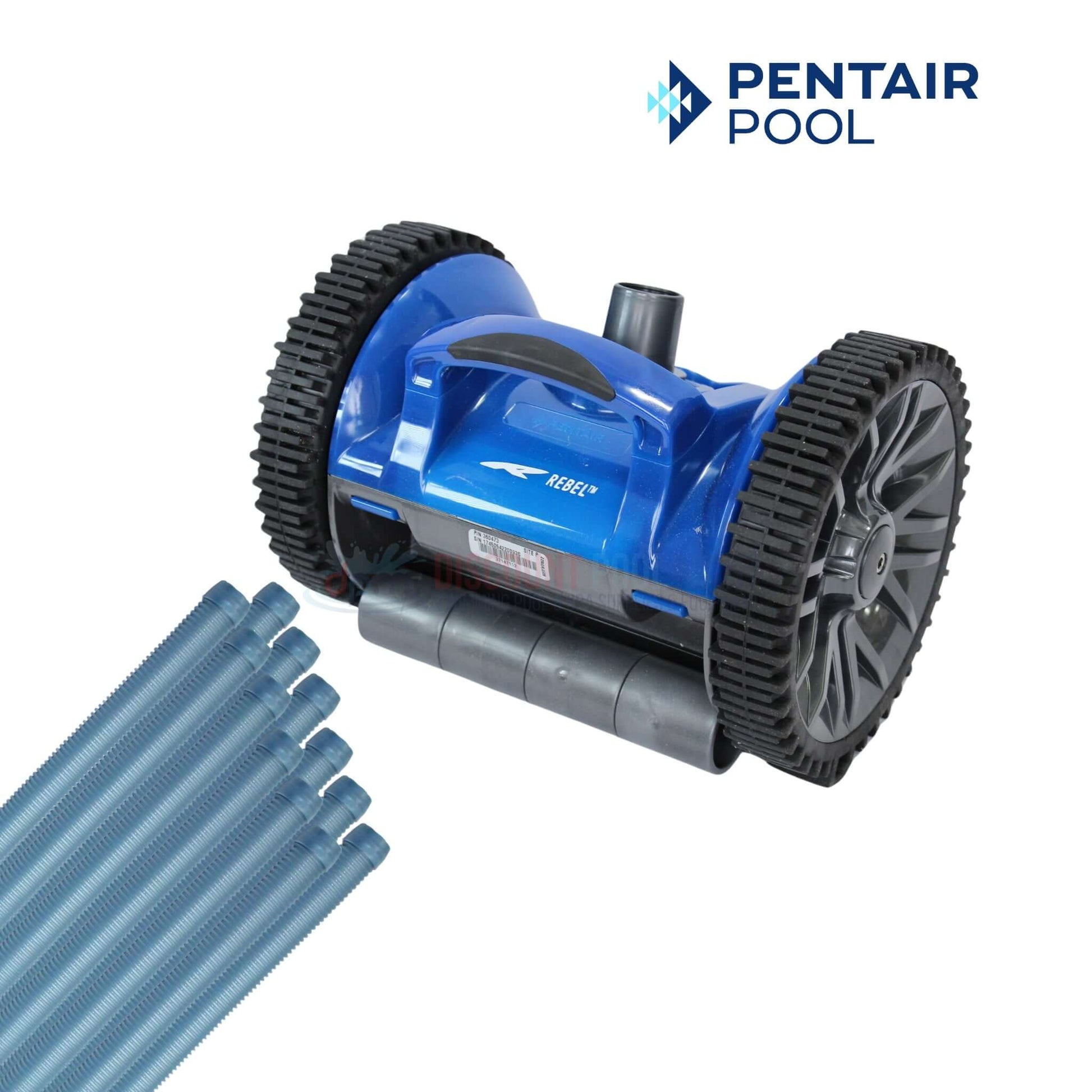 Pentair Rebel Suction Side Pool Cleaner 360473 with accessories from Discount Pool Mart DPM for efficient pool cleaning.