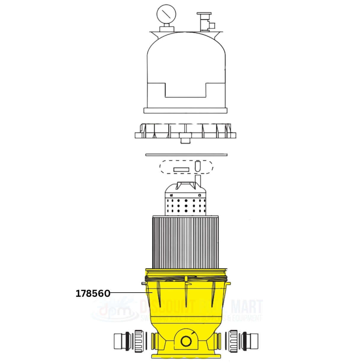 冷凍PL50 F50 H50 ADM100 ADL100 178560 | Pentair Tank Bottom For Clean and Clear 150 and 200 Filters