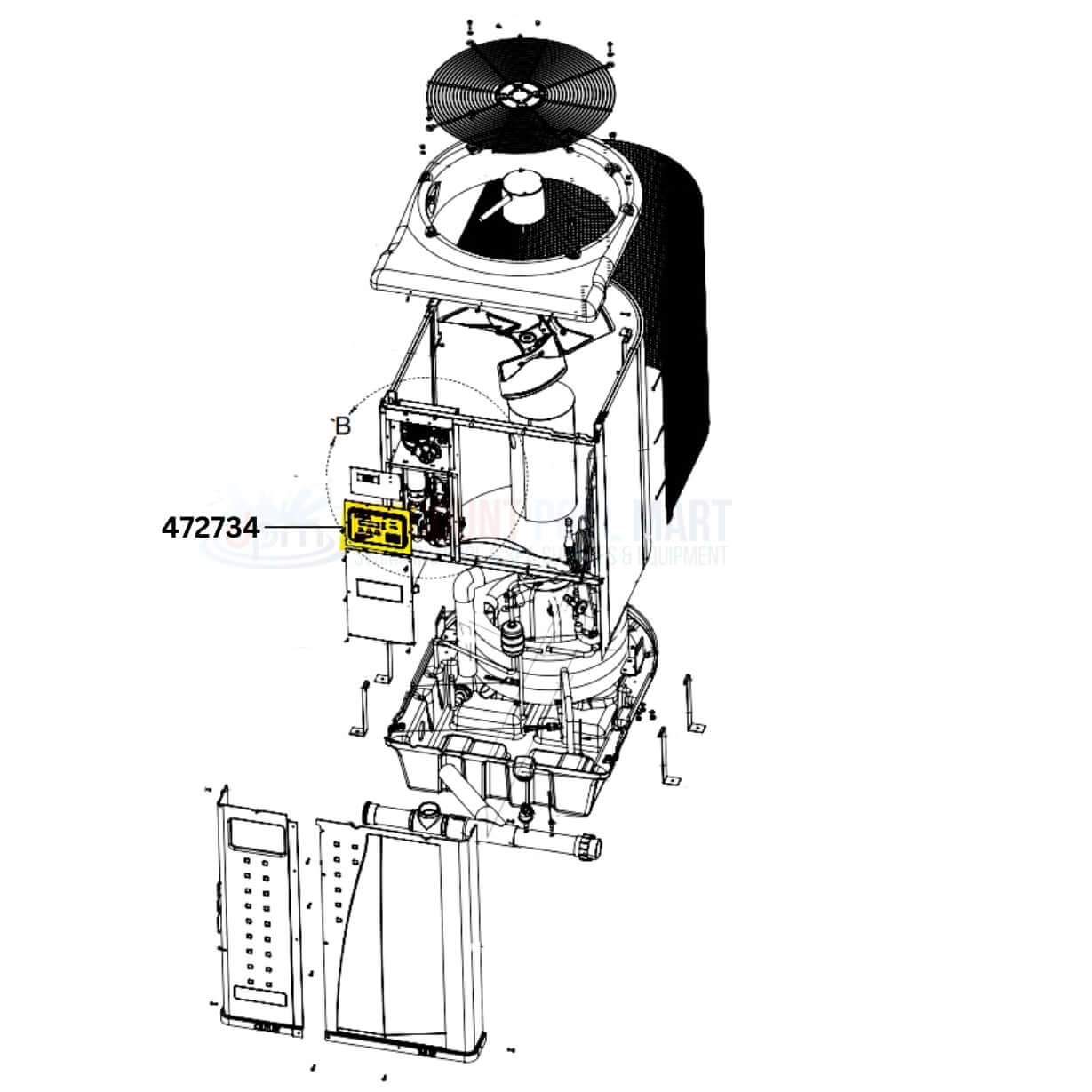 Pentair Thermaflo Autoset Bezel and Control Board Assembly 472734 for UltraTemp Heat Pump from Discount Pool Mart DPM.