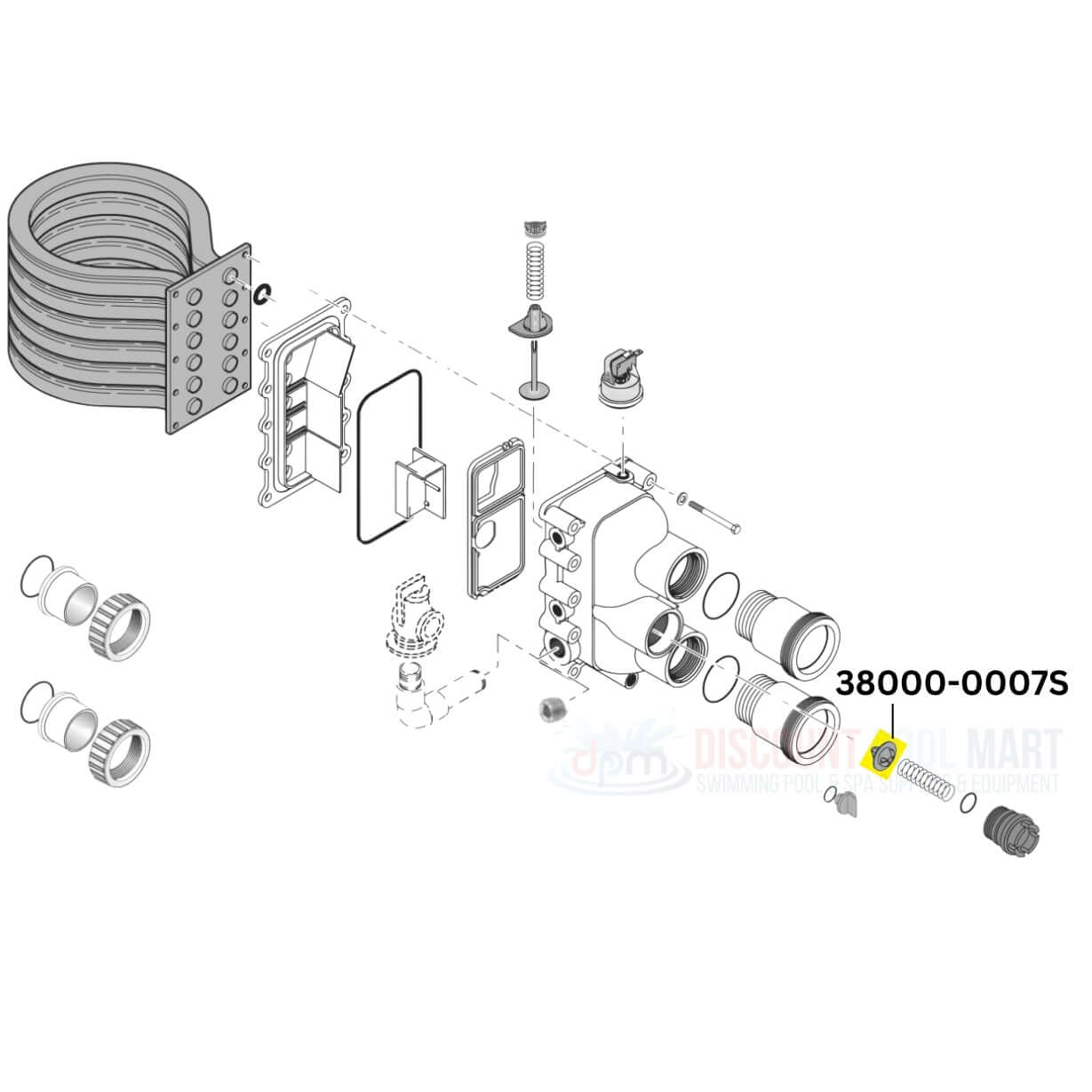 Pentair Thermal Regulator parts diagram for MasterTemp and Max-E-Therm heaters | Discount Pool Mart DPM | 38000-0007S