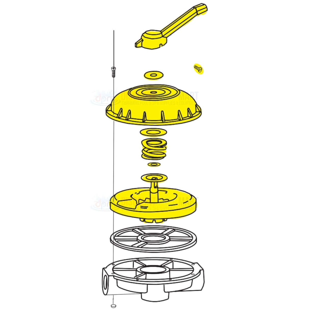 Pentair Top Assembly 272422 for 2in HiFlow Multiport Valves. Parts diagram from Discount Pool Mart DPM. Durable and compatible.