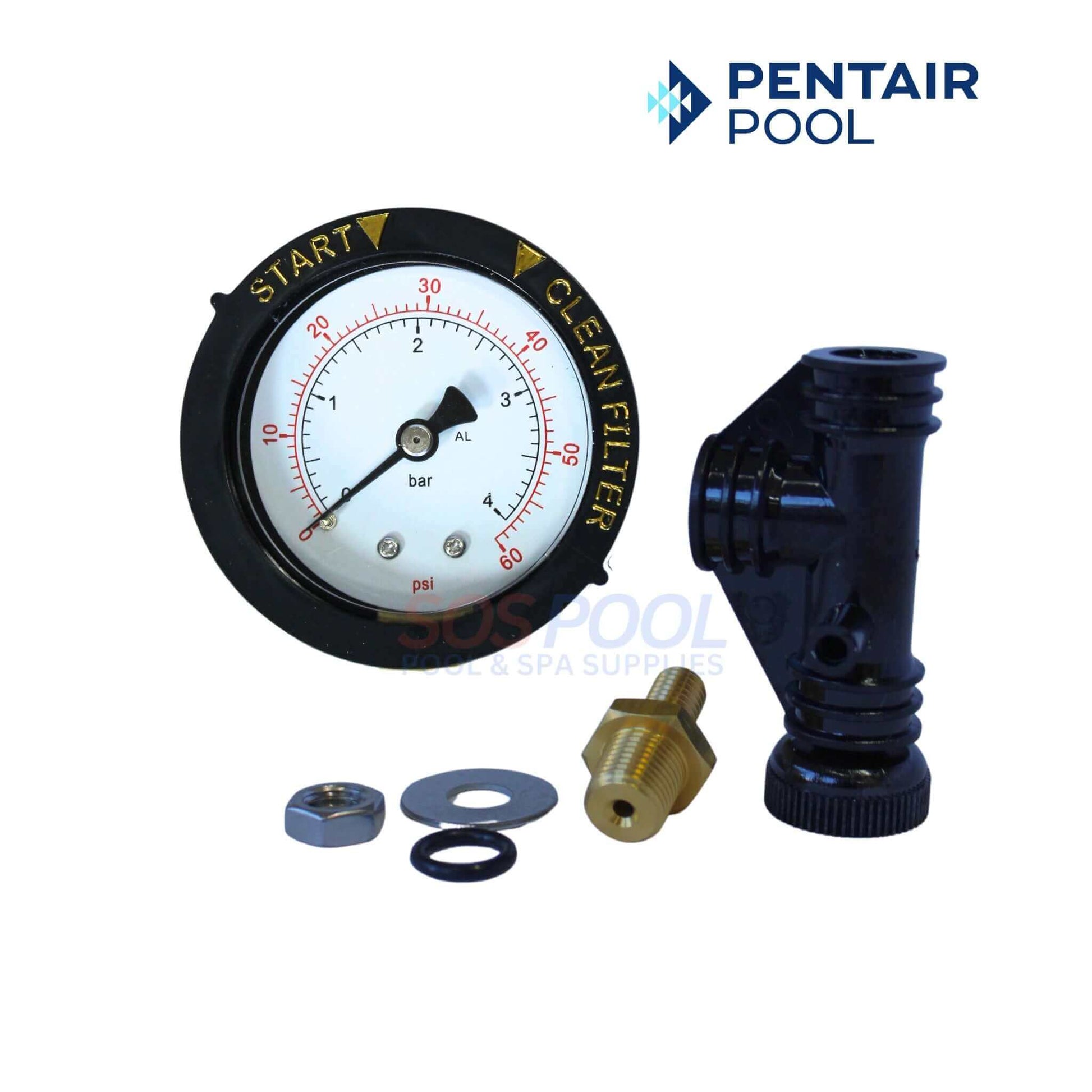 Pentair Pool pressure gauge and valve kit for Triton II Sand Filter, compatible with SOS Pool products.