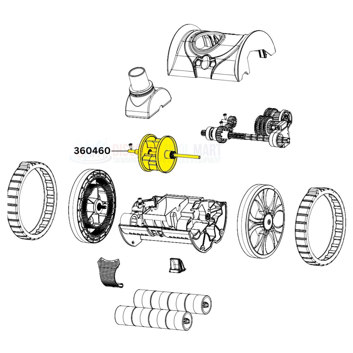 Pentair Turbine Kit parts for Lil Rebel Cleaners 360460 from Discount Pool Mart DPM, essential for pool maintenance.