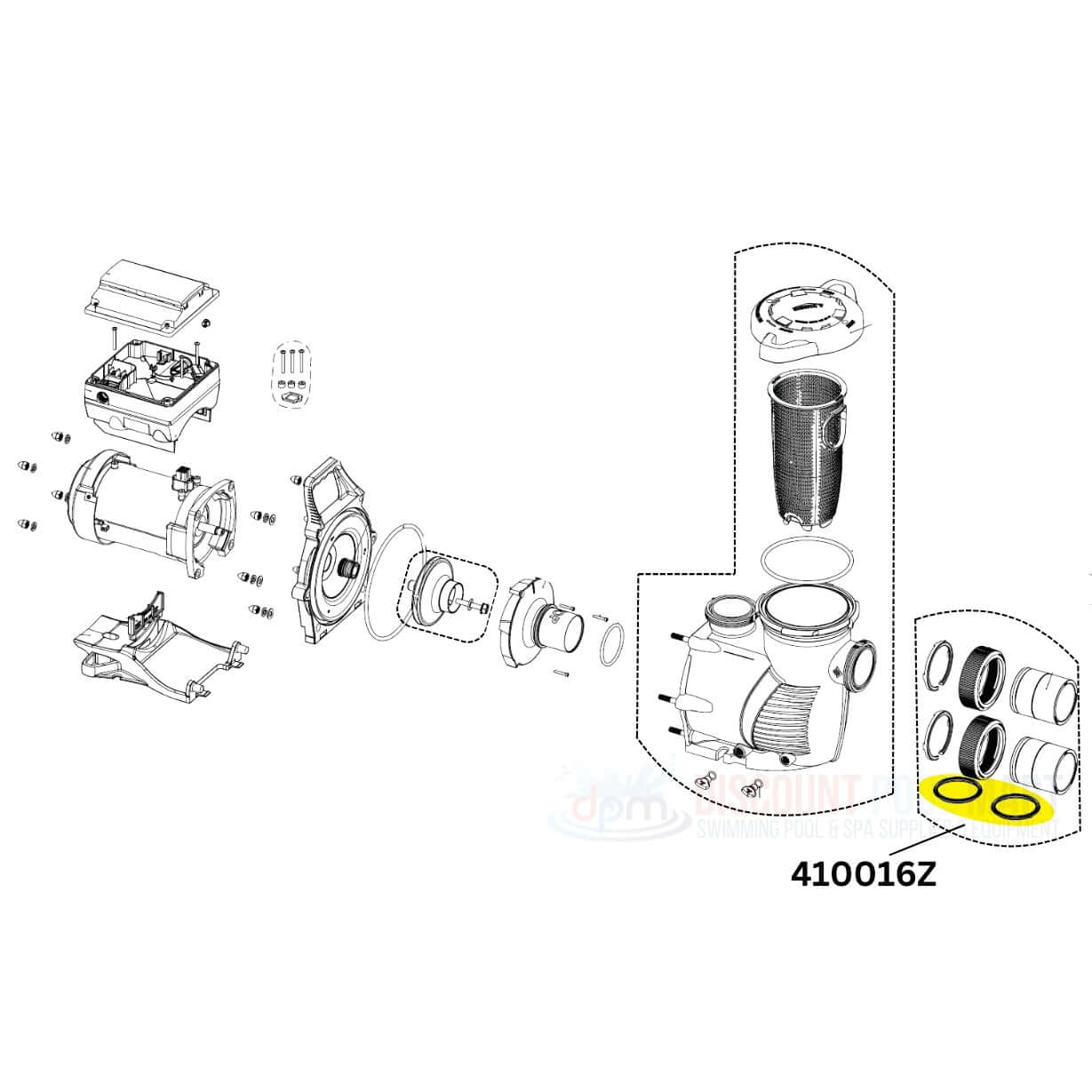 Pentair 410016Z Union Diamond Seal Gasket diagram for WhisperFloXF & IntelliFloXF pumps | Discount Pool Mart DPM