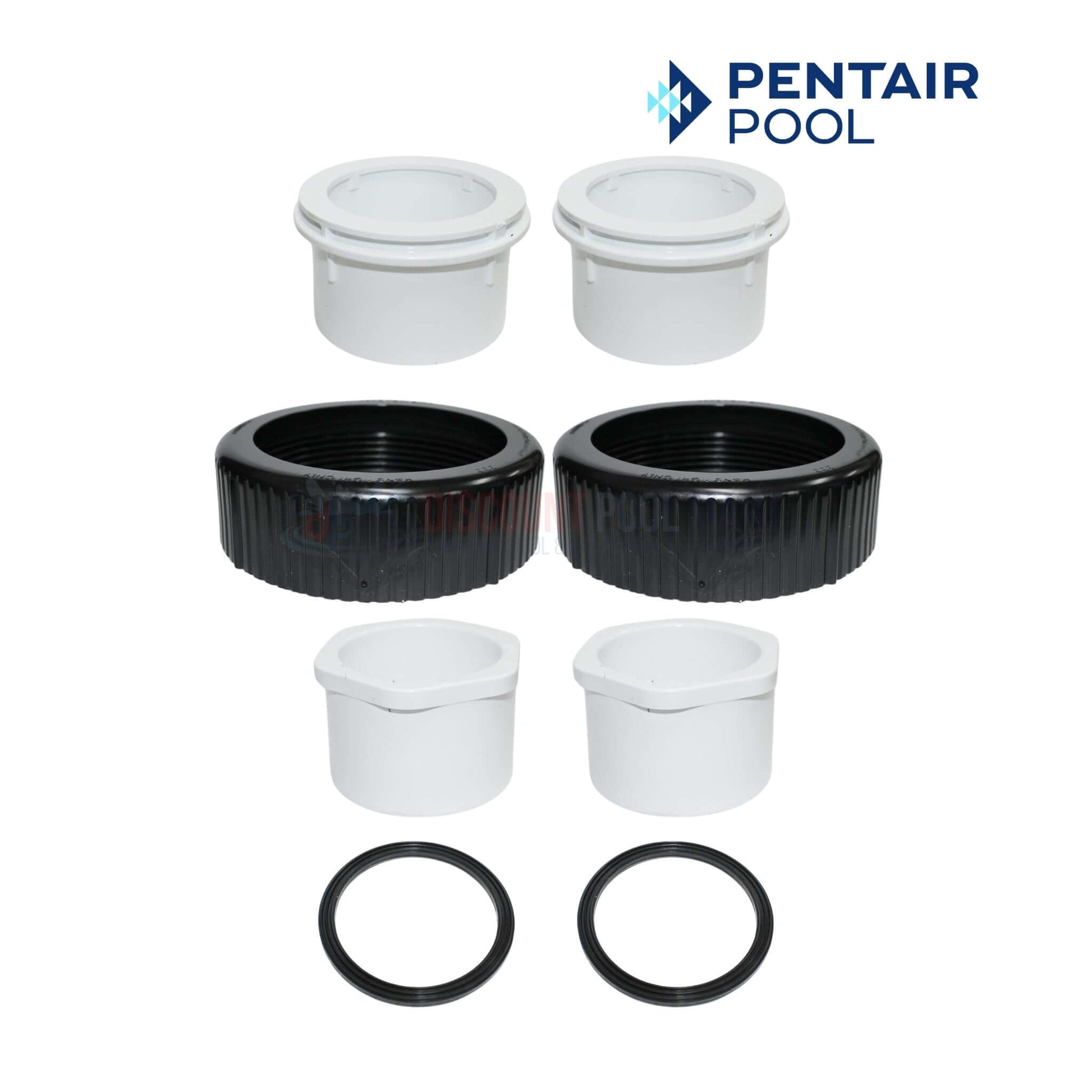 Pentair Union Kit for IntelliFlo3 Pumps with fittings, O-rings, and Discount Pool Mart branding.