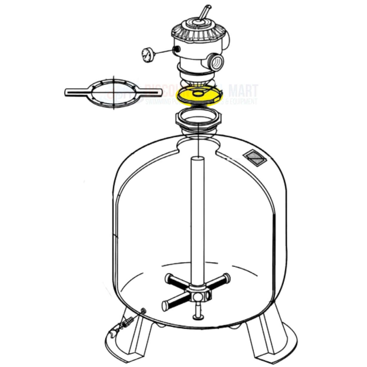 Pentair Valve Band Clamp diagram for Tagelus Filters at Discount Pool Mart DPM, showing assembly and components.