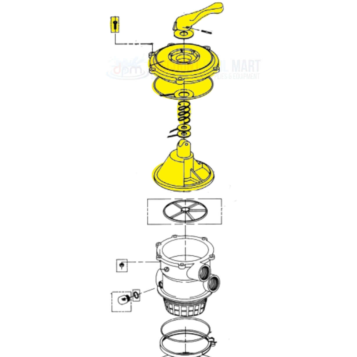 Pentair Valve Top Assembly for Sta-Rite 6-Position Valves 272568Z from Discount Pool Mart DPM, exploded view diagram.