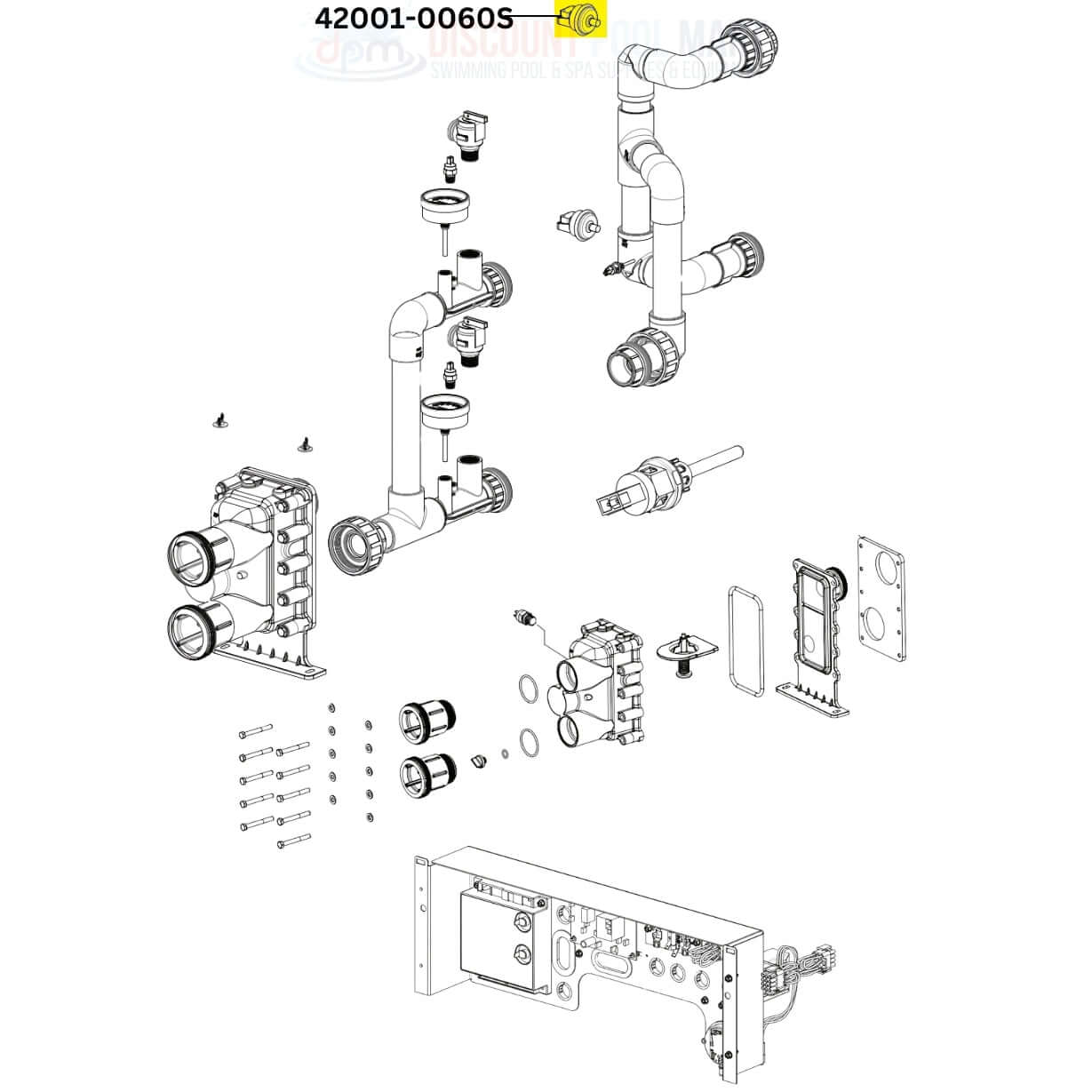 Pentair Water Pressure Switch 42001-0060S parts diagram for MasterTemp and Max-E-Therm heaters from Discount Pool Mart DPM.