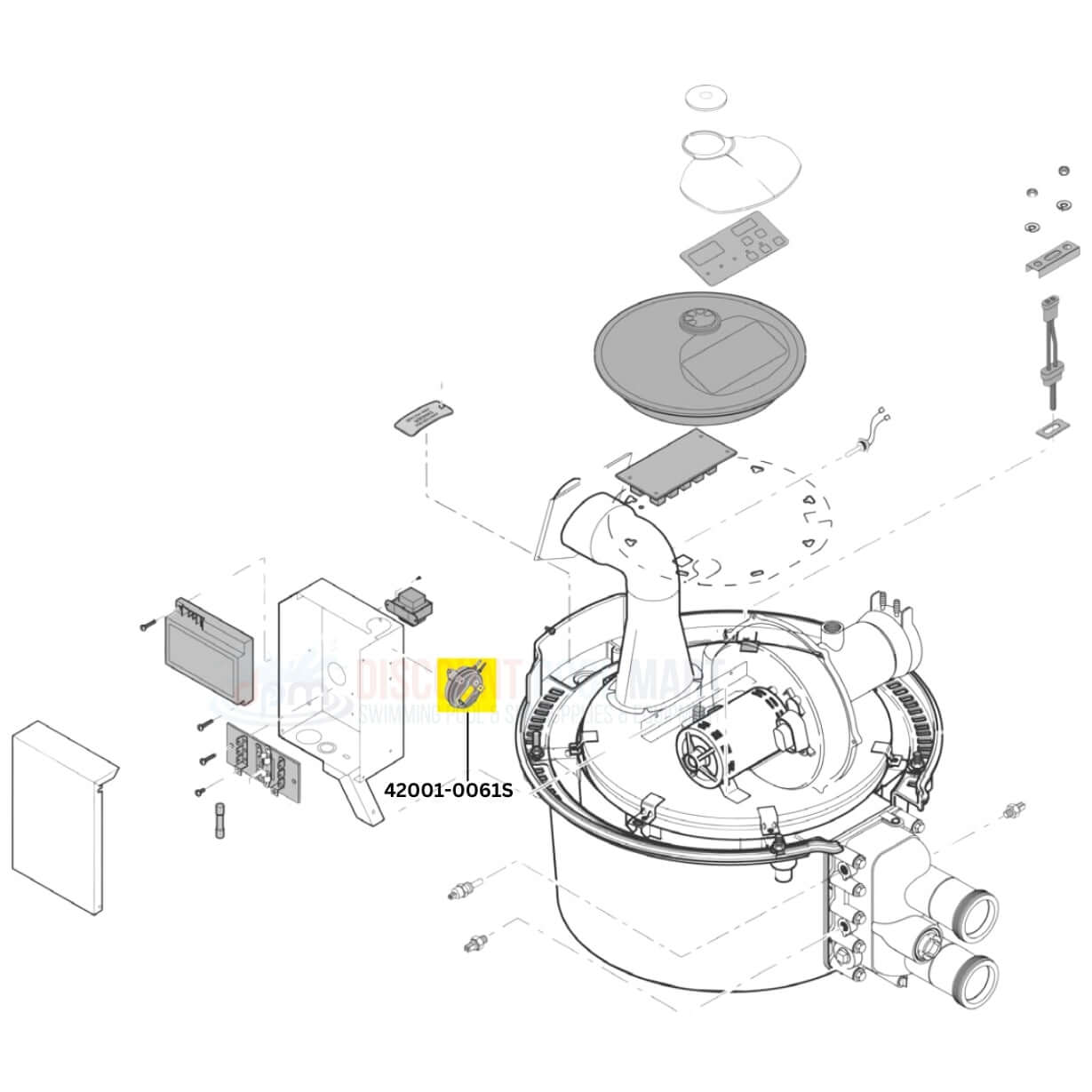Diagram of Pentair air flow switch (42001-0061S) for MasterTemp and Max-E-Therm heaters | Discount Pool Mart DPM