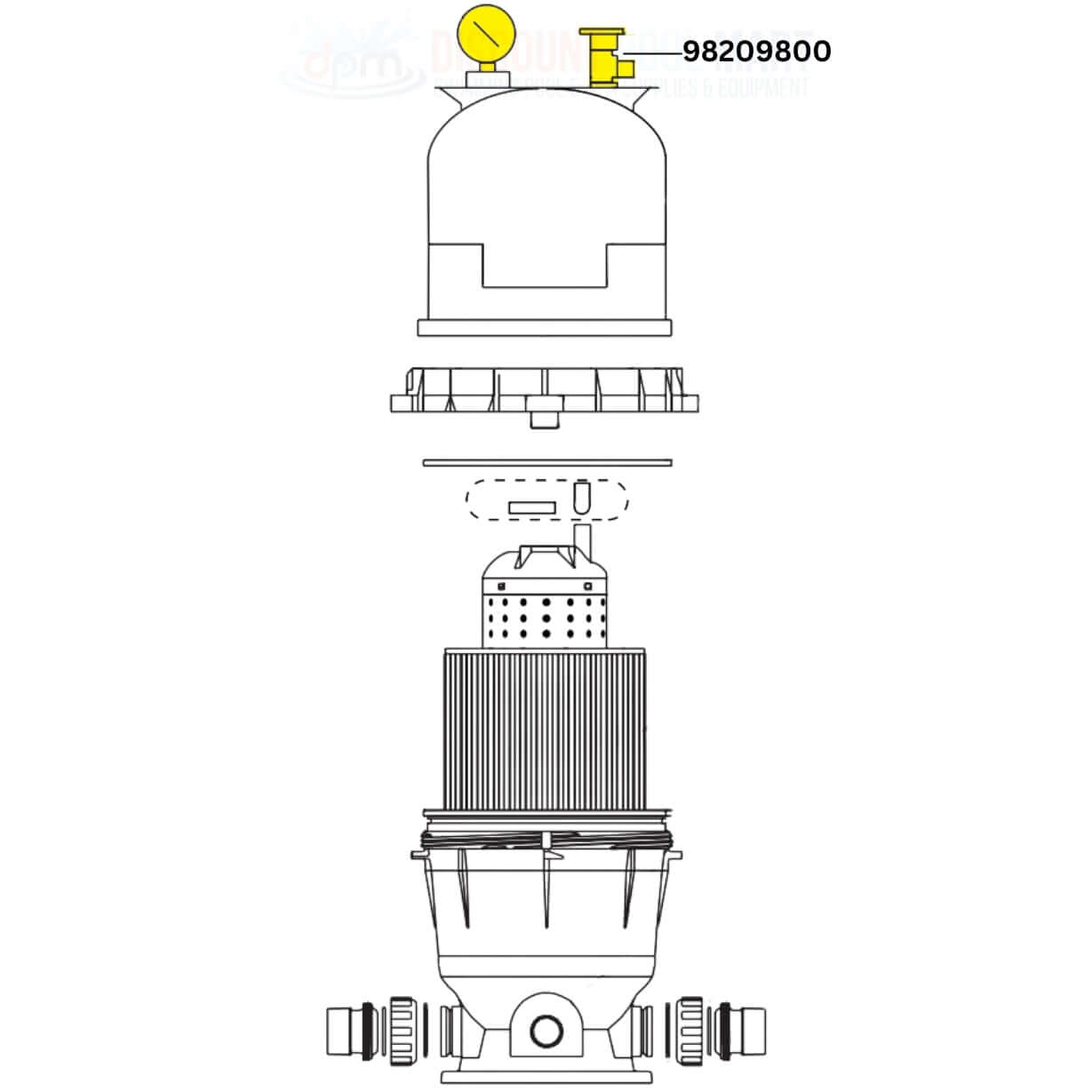 Pentair Air Relief Valve Assembly Kit with Pressure Gauge 98209800 from Discount Pool Mart DPM for optimal filtration performance.