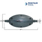 Pentair Back Up Valve LL10PM for Legend and Platinum Cleaners from Discount Pool Mart DPM, gray, dimensions shown.