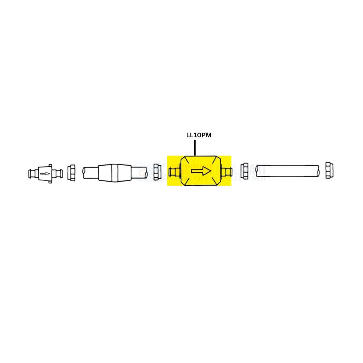 Pentair Back-Up Valve LL10PM with components, enhances pool cleaner efficiency at Discount Pool Mart DPM.