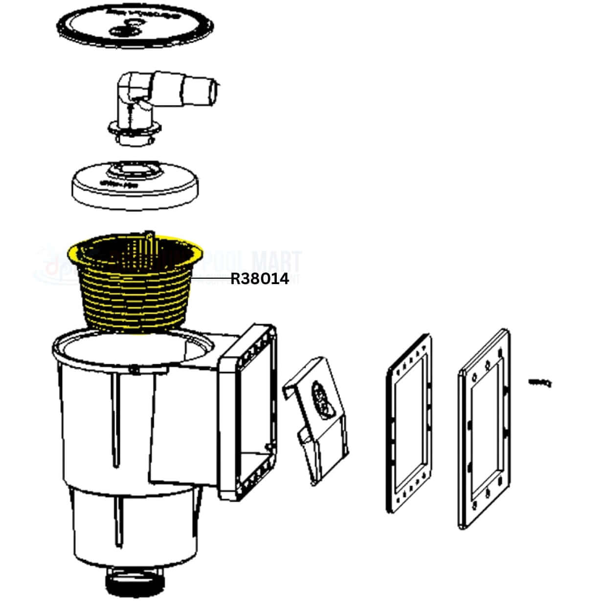 Pentair R38014 replacement skimmer basket with components for SP-1094-FA and B203 at Discount Pool Mart DPM.