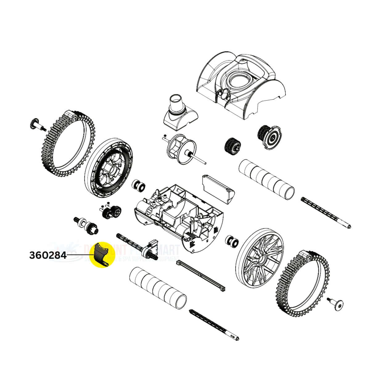 Pentair Buckle Kit 360284 parts diagram for Rebel Pool Cleaner by Discount Pool Mart DPM, OEM replacement parts.