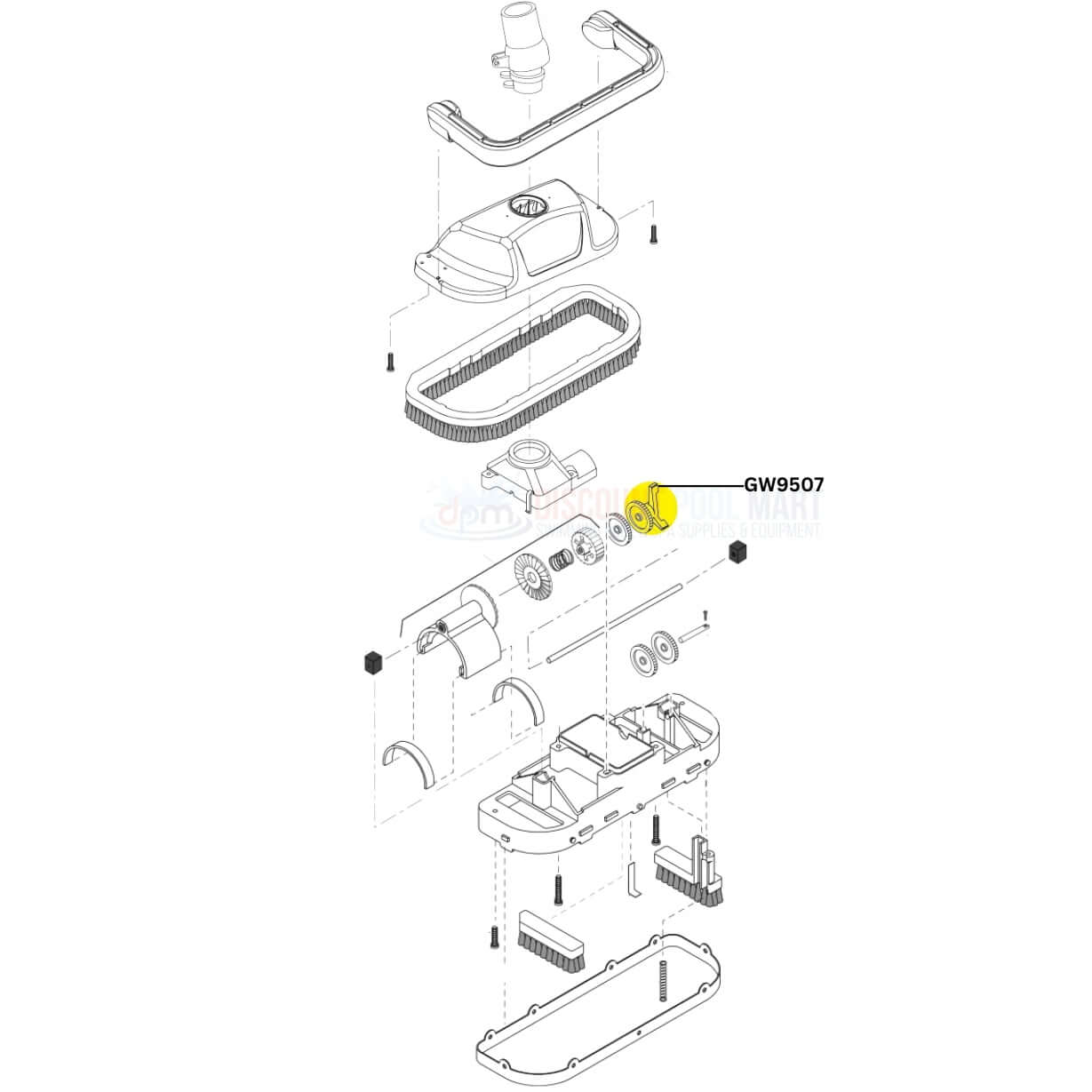 Pentair Cam Kit GW9507 exploded view diagram for Great White cleaners | Discount Pool Mart DPM
