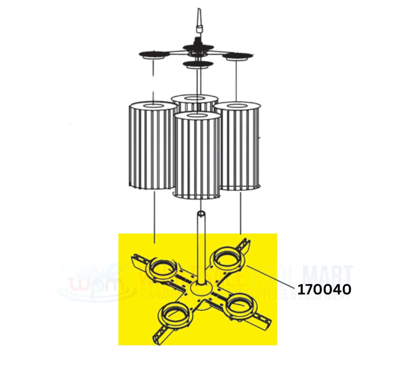 Pentair Clean and Clear Plus Filter Bottom Manifold Assembly 170040 from Discount Pool Mart DPM for enhanced filtration performance.