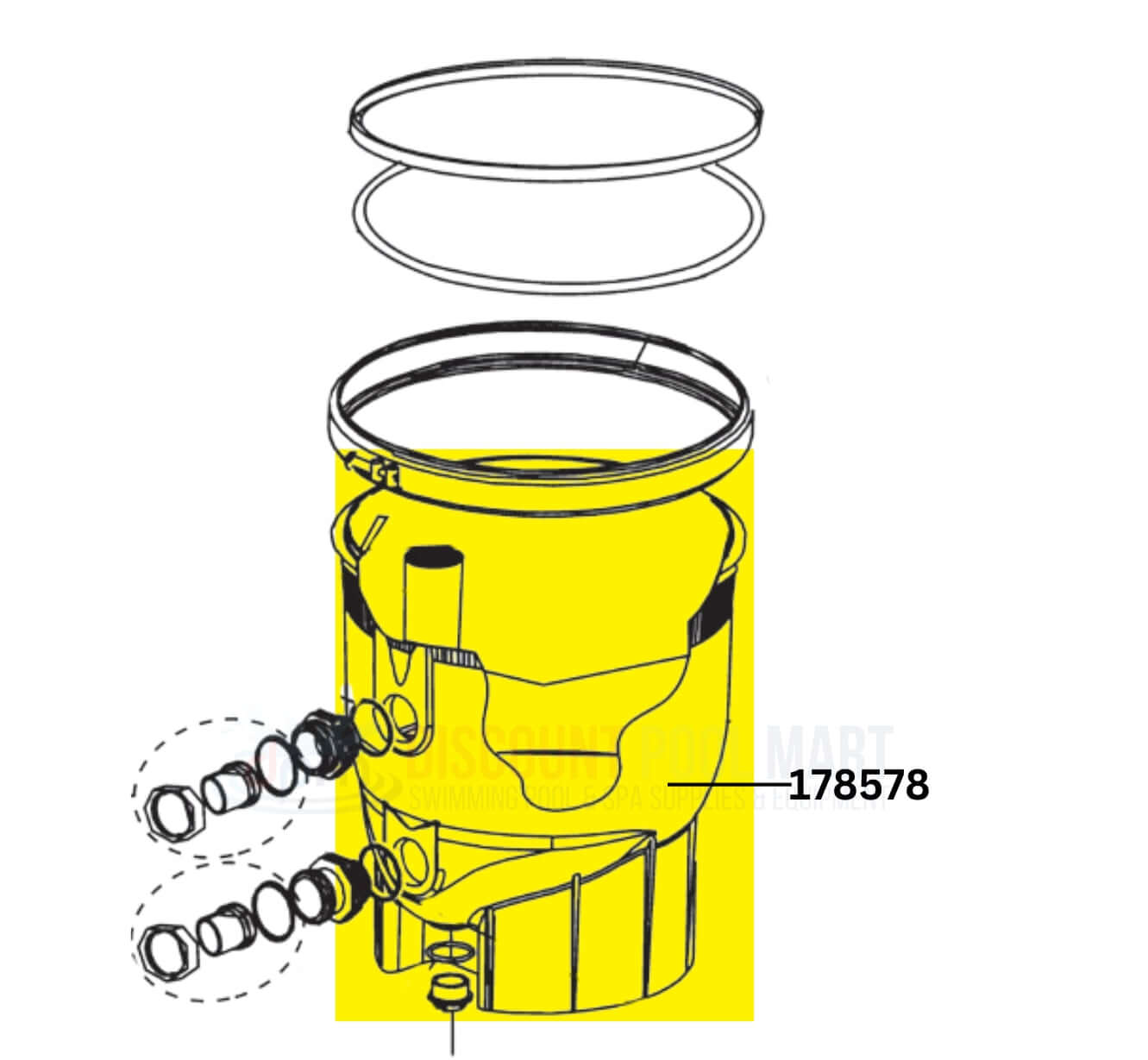Pentair Clean and Clear Plus Filter Bottom Tank Assembly 178578 from Discount Pool Mart DPM, OEM pool filtration part.