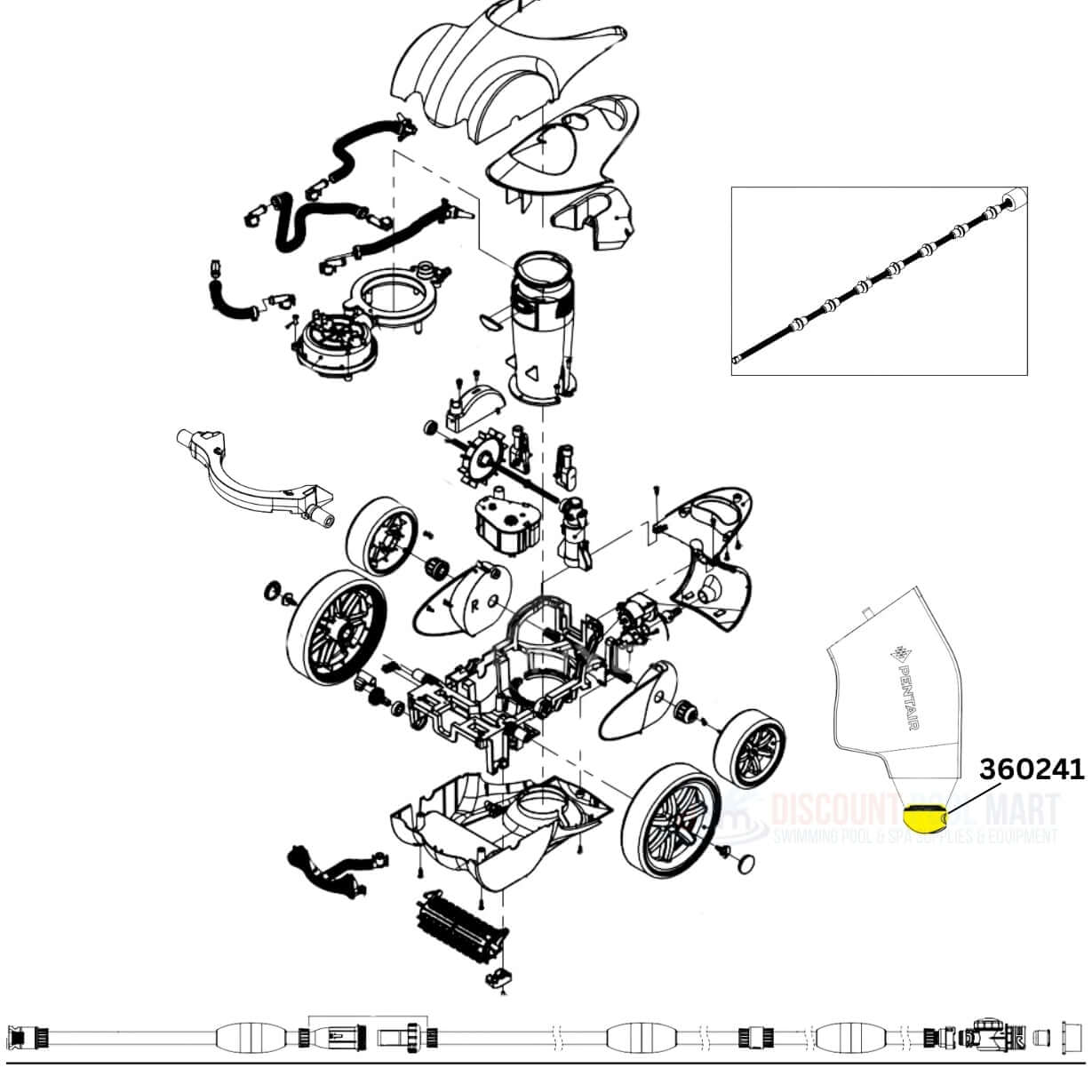 Pentair debris bag collar kit 360241 diagram for Racer Cleaners | Discount Pool Mart DPM