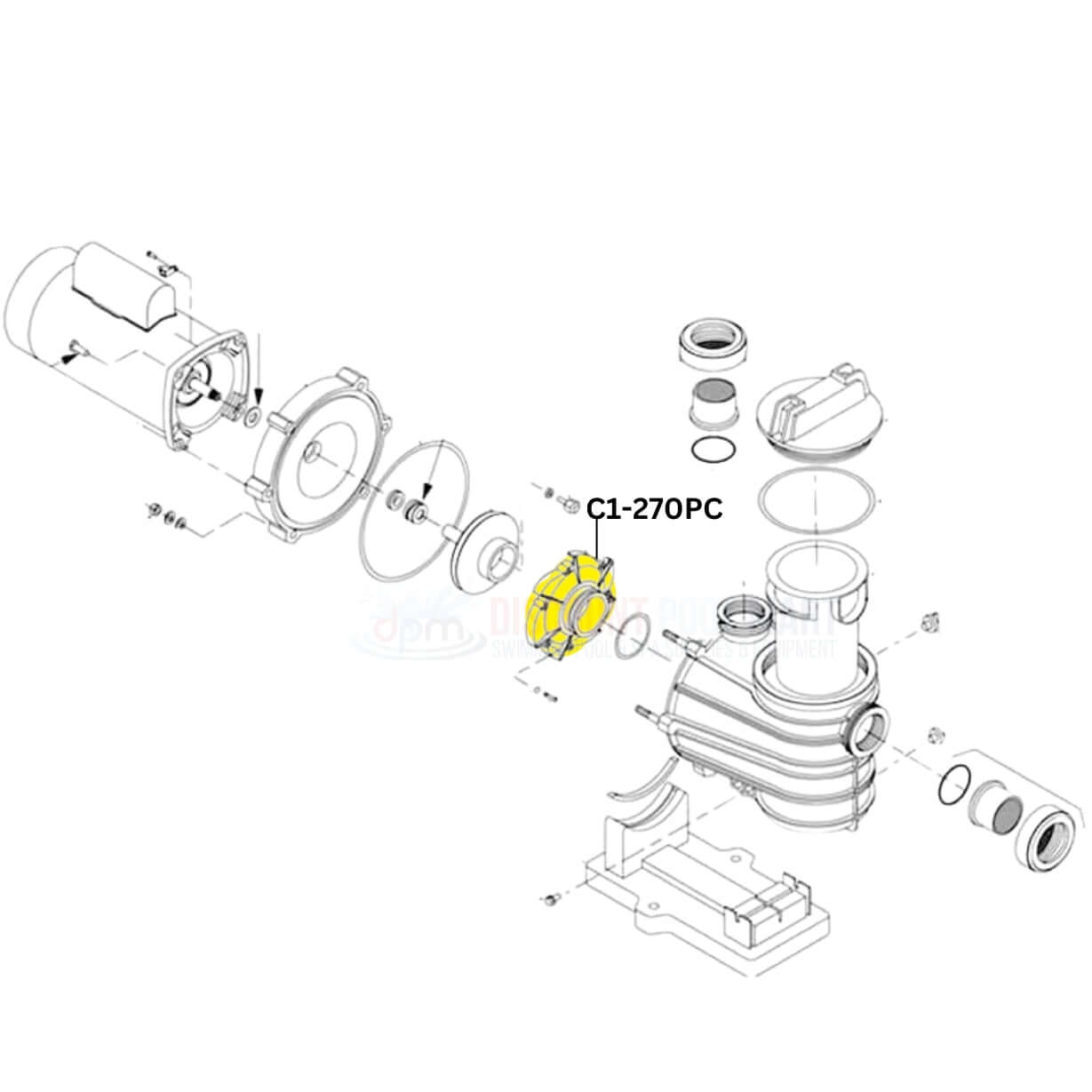 Pentair C1-270PC diffuser diagram for DynaGlas DynaMax DynaPro pumps at Discount Pool Mart DPM.