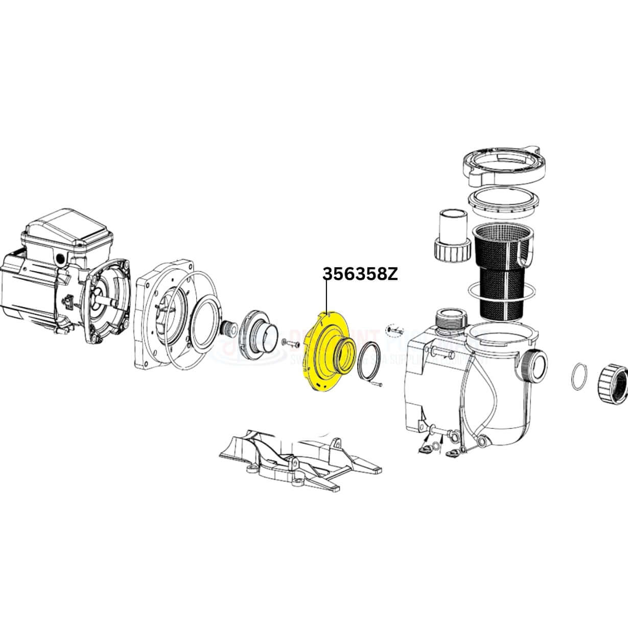 Pentair Diffuser 356358Z diagram for SuperFlo and SuperMax pumps at Discount Pool Mart DPM, enhancing pump efficiency.