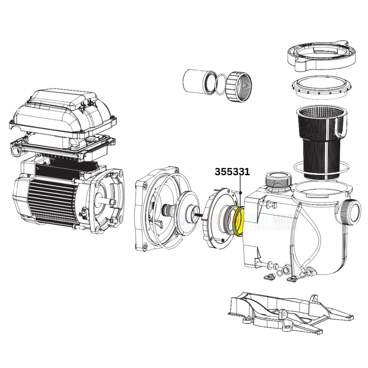 Pentair Diffuser O-Ring 355331 diagram for SuperFlo & Challenger pumps | Discount Pool Mart DPM