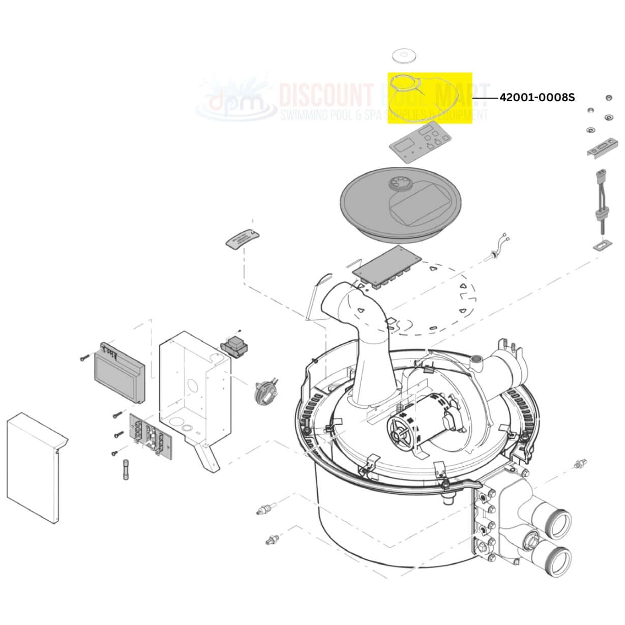 Pentair Display Cover 42001-0008S diagram for Sta-Rite Max-E-Therm Heaters at Discount Pool Mart DPM.