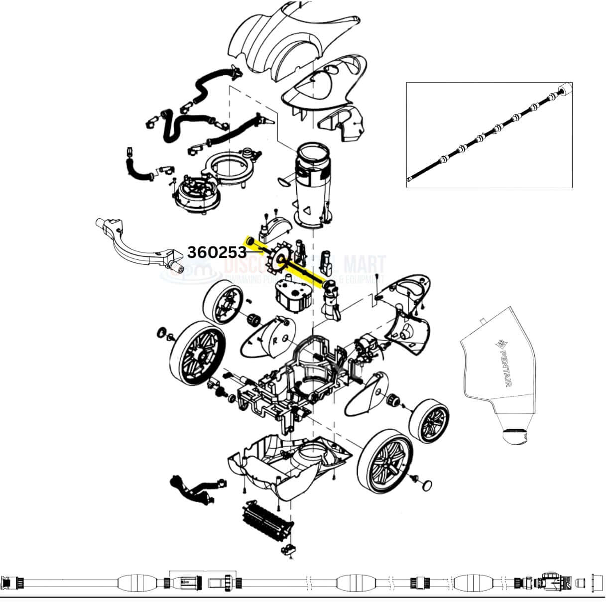 Pentair Drive Shaft Kit 360253 diagram for Racer Cleaners | Discount Pool Mart DPM - essential pool cleaner parts.