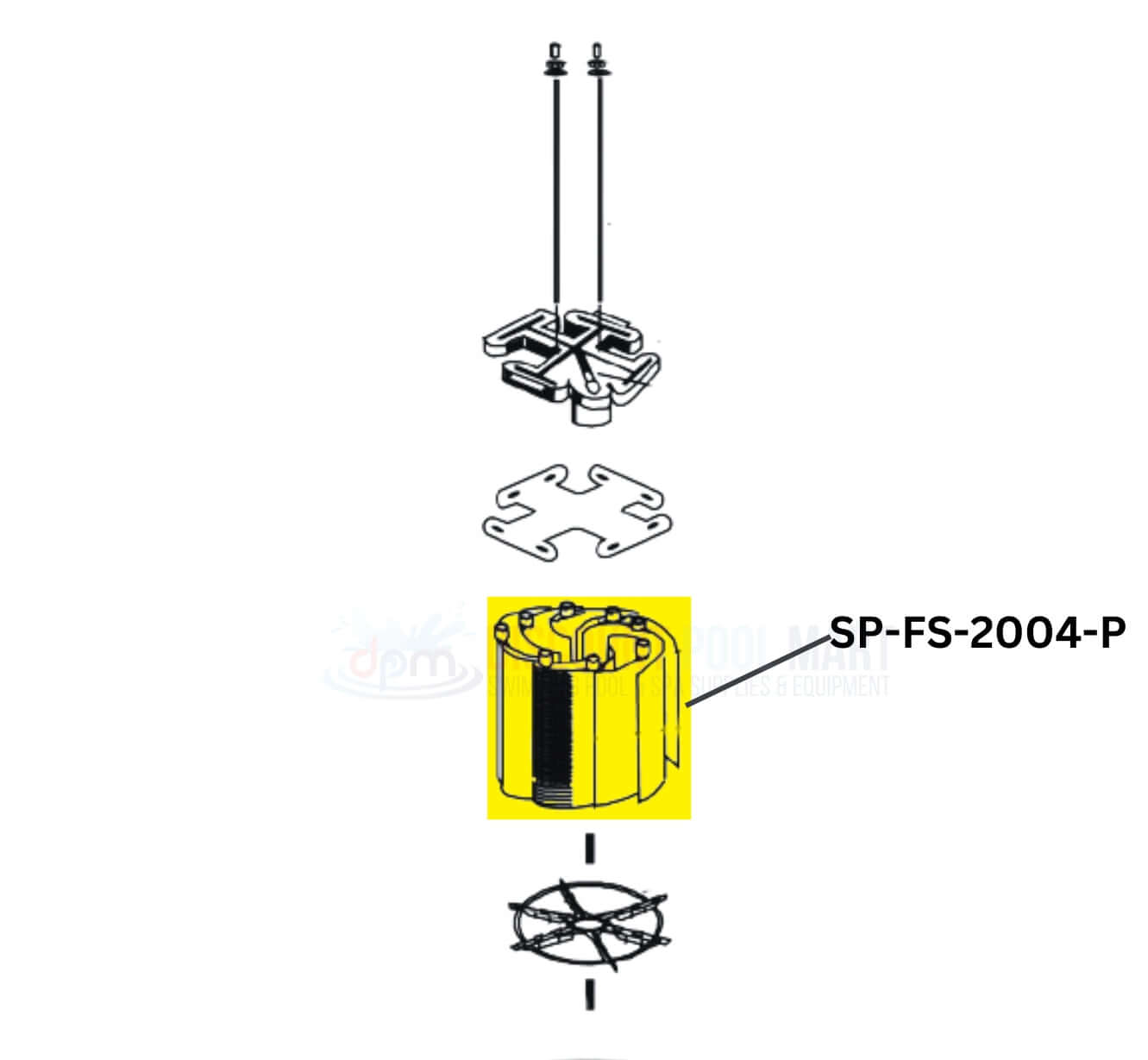 Pentair FNS DE Filter Replacement Grid Set diagram, SP-FS-2004-P, from Discount Pool Mart DPM, 8 grids for optimal filtration.