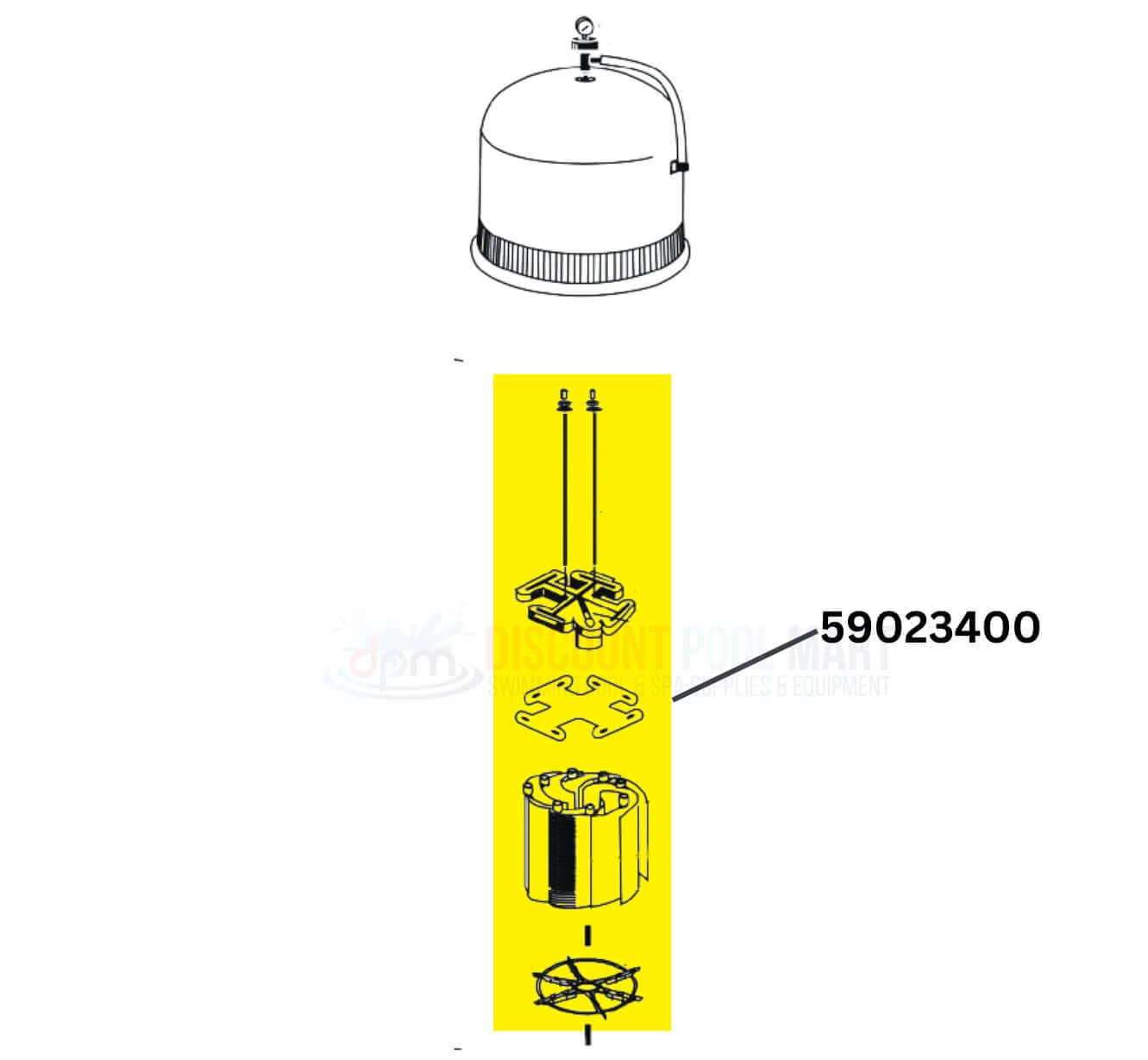 Pentair FNS Plus 180008 Filter Grid Element Assembly illustration, part 59023400, from Discount Pool Mart DPM.
