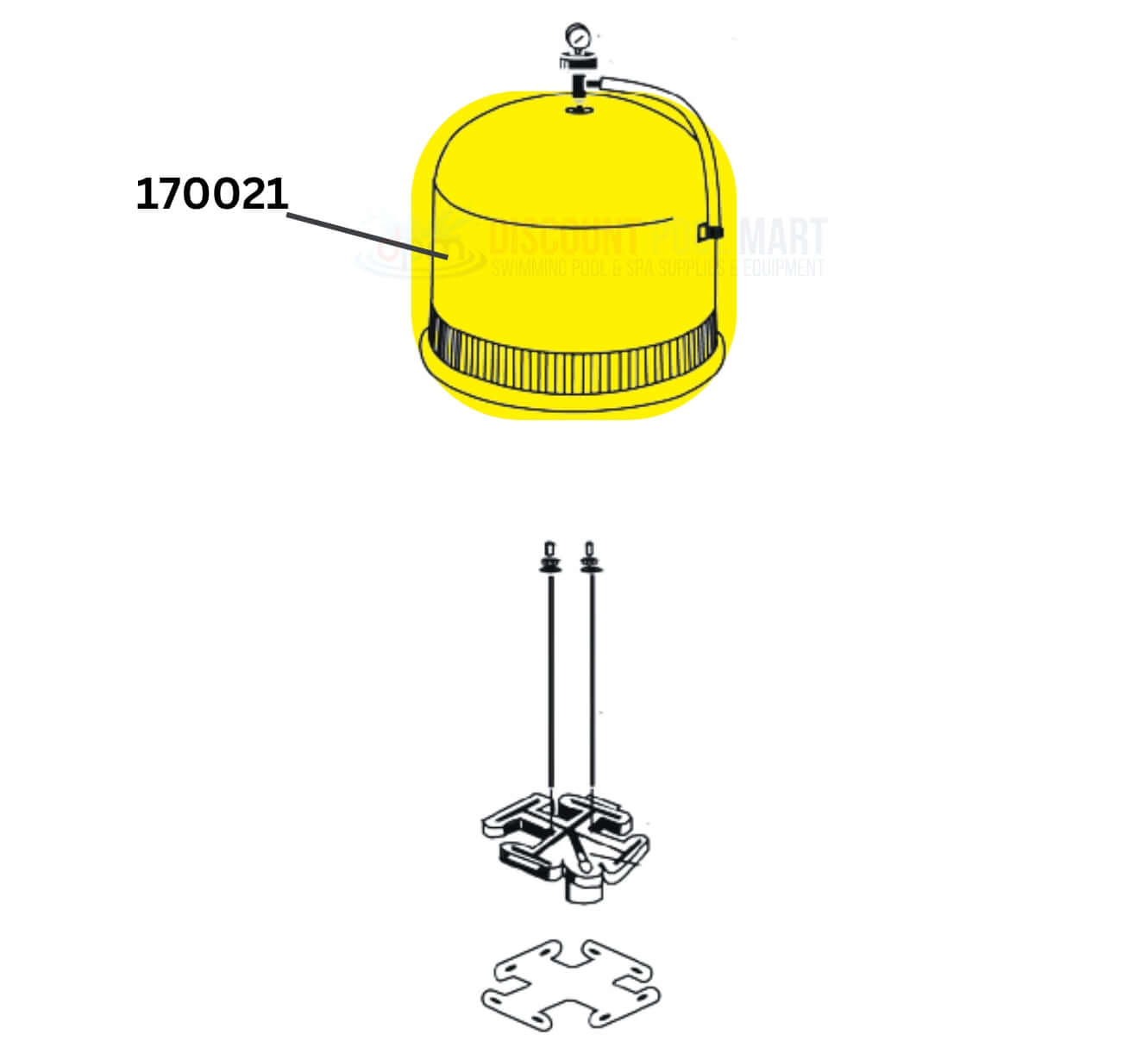 Pentair FNS Plus Filter Lid Assembly for 48 Sq Ft Tank Replacement, SKU 170021, from Discount Pool Mart DPM.
