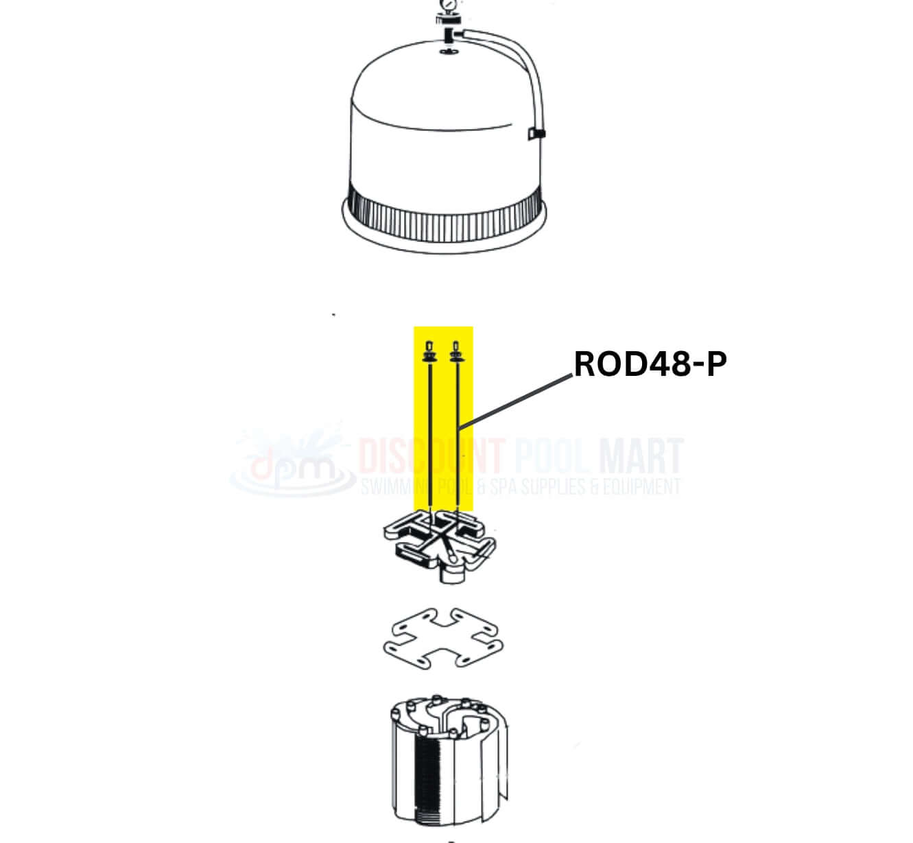 Pentair FNS Plus Filter Rod Assembly diagram | ROD48-P | Discount Pool Mart | Essential pool filtration component