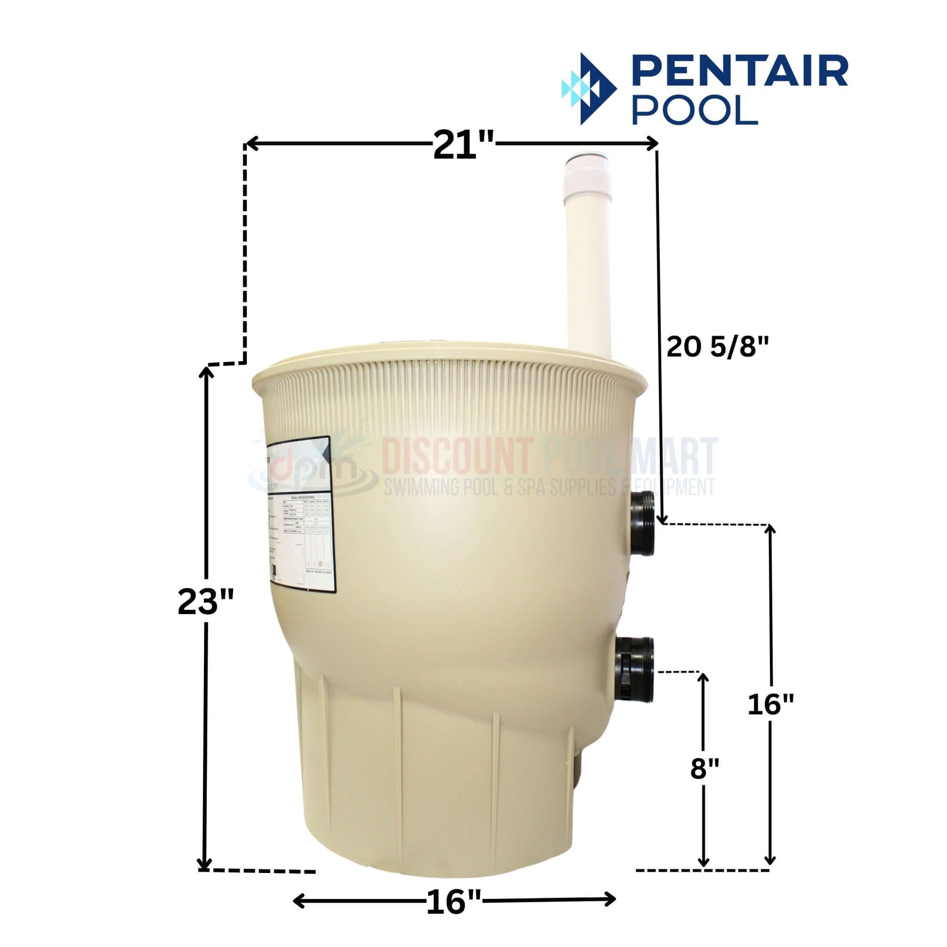 Pentair FNS Plus Tank Bottom Assembly dimensions 21x23 inches with DPM logo for Discount Pool Mart.