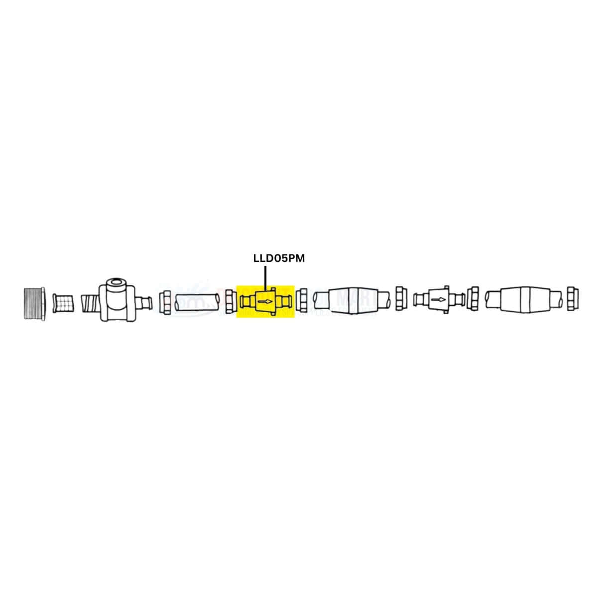 Pentair Feed Hose Swivel LLD05PM diagram highlighting the component for Legend and Platinum cleaners | Discount Pool Mart DPM
