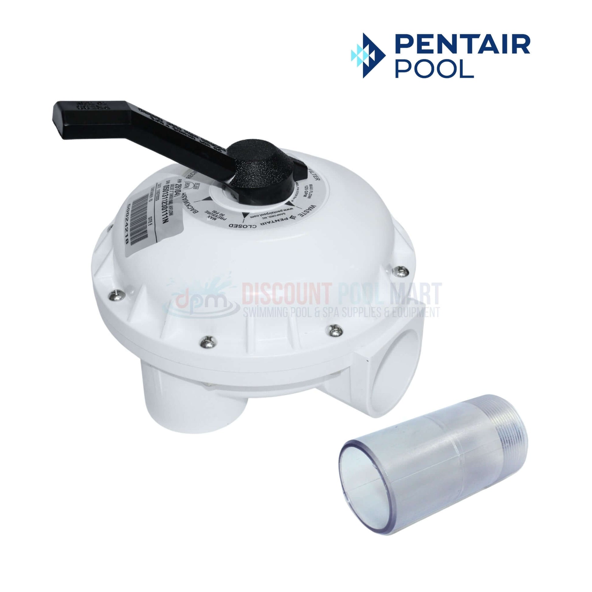 Pentair HiFlow Multiport Valve 261049 for FNS Plus Filters at Discount Pool Mart, featuring 2-inch port size, efficient flow control.