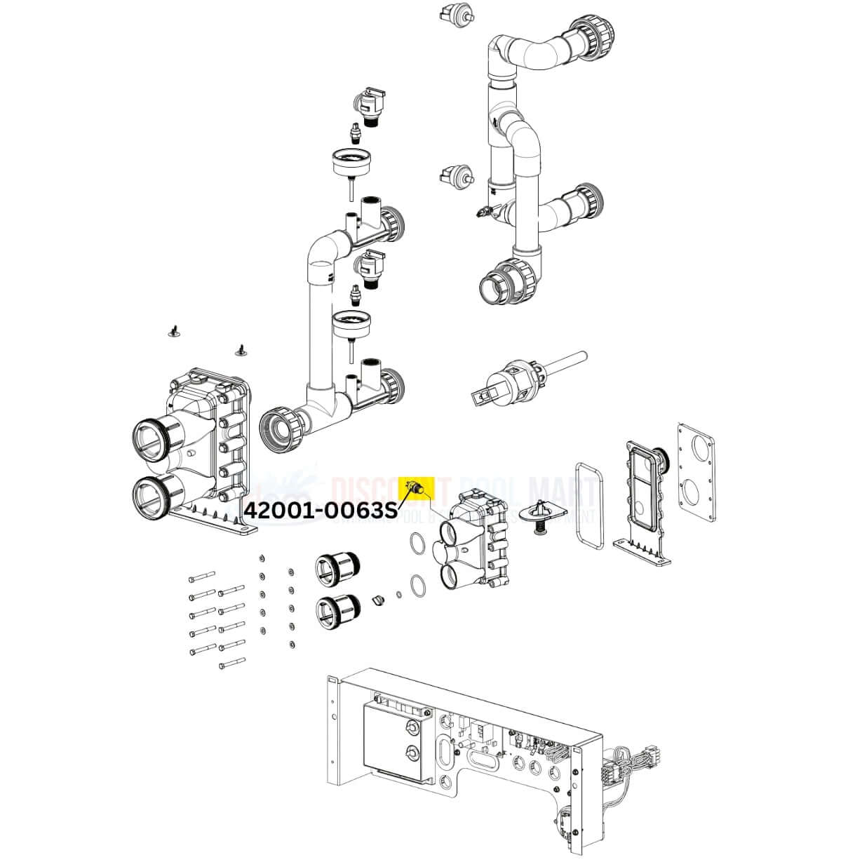 Pentair High Limit Switch assembly diagram 42001-0063S for MasterTemp and Max-E-Therm heaters from Discount Pool Mart DPM.