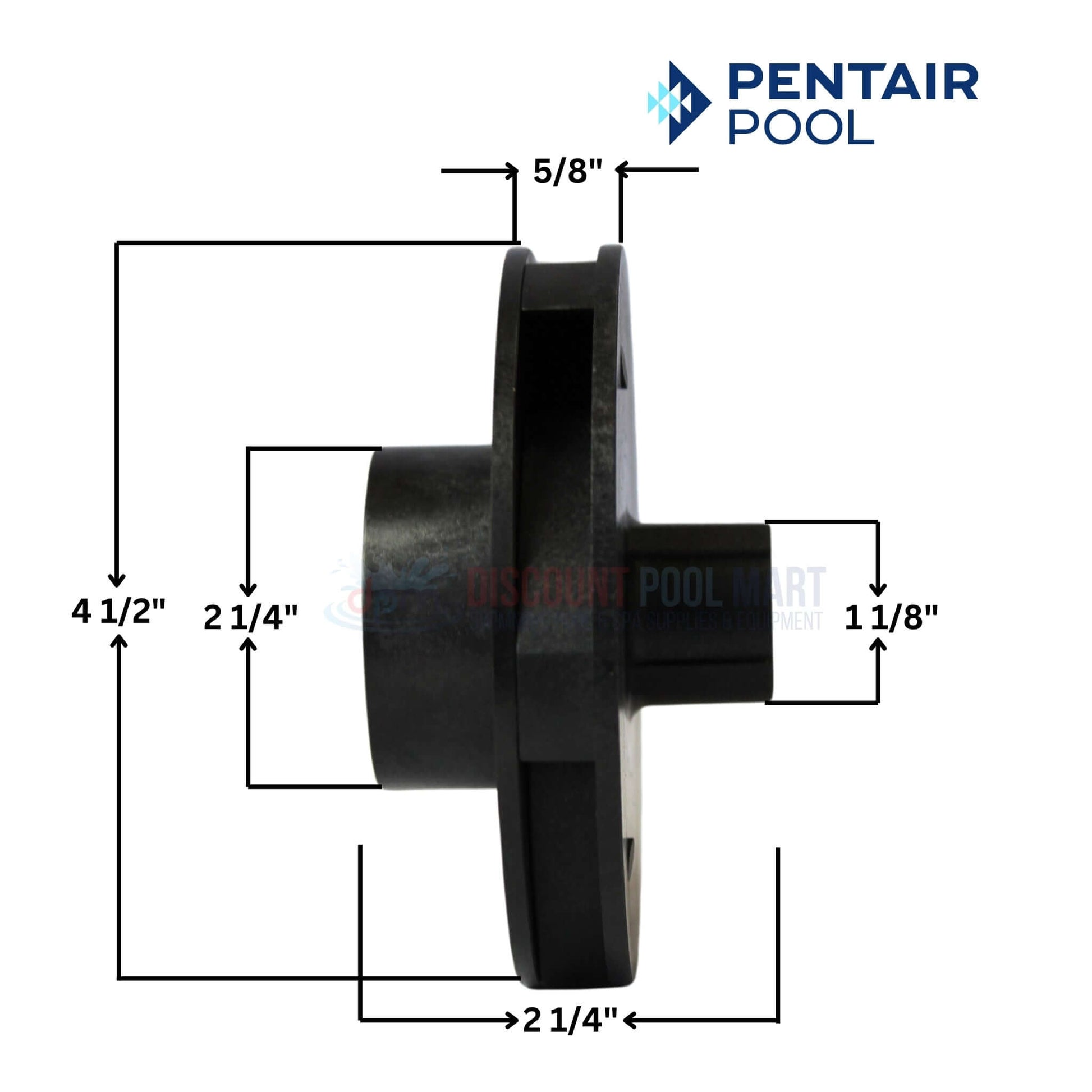 Pentair Impeller Assembly dimensions for SuperMax and SuperFlo Pumps, model 355067 at Discount Pool Mart DPM.