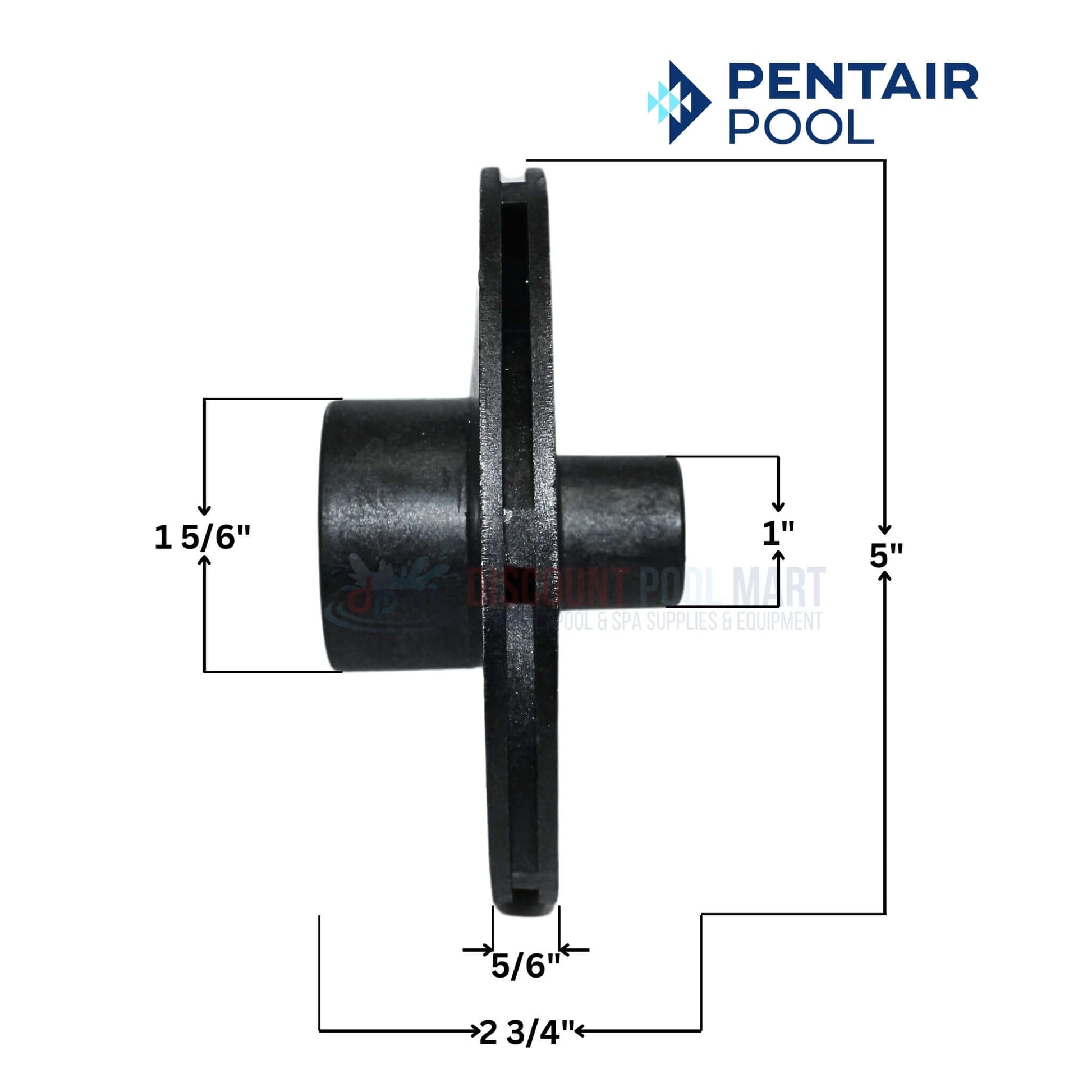 Pentair Impeller 355187 dimensions for Challenger Pumps, 3/4HP full-rated | 1HP up-rated | Discount Pool Mart DPM