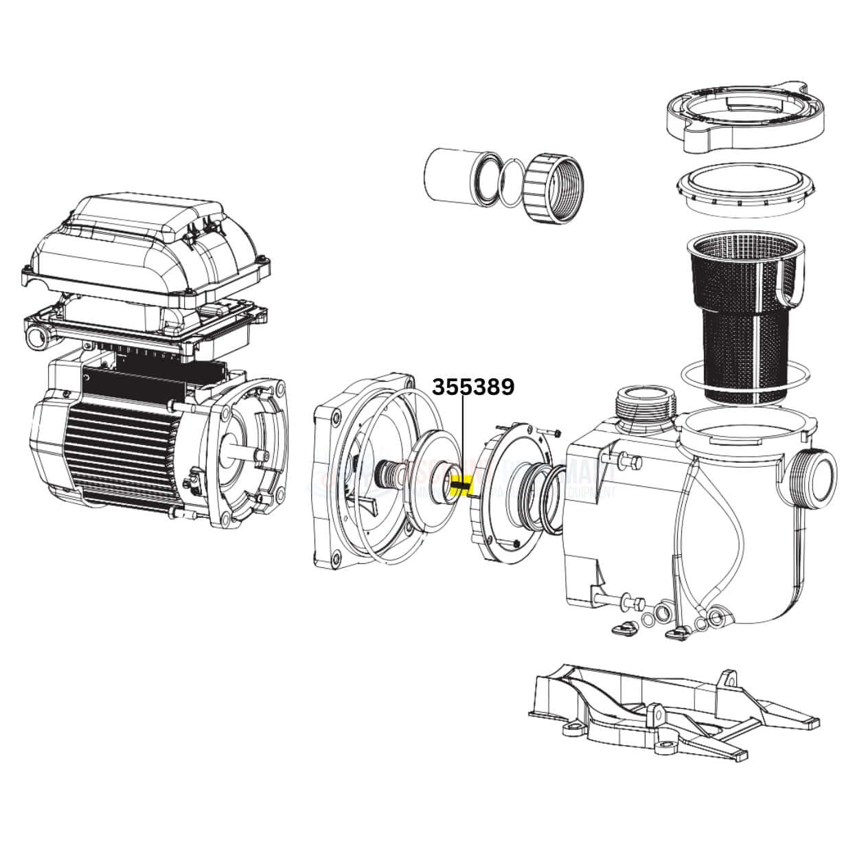 Diagram of Pentair Impeller Locking Screw 355389 for SuperMax, Challenger, SuperFlo Pumps by Discount Pool Mart DPM.