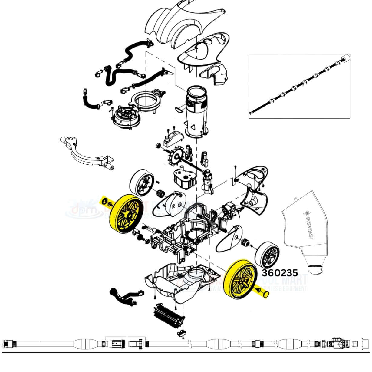 Pentair Large Wheel Kit 360235 schematic for Racer Cleaners. Available at Discount Pool Mart DPM.