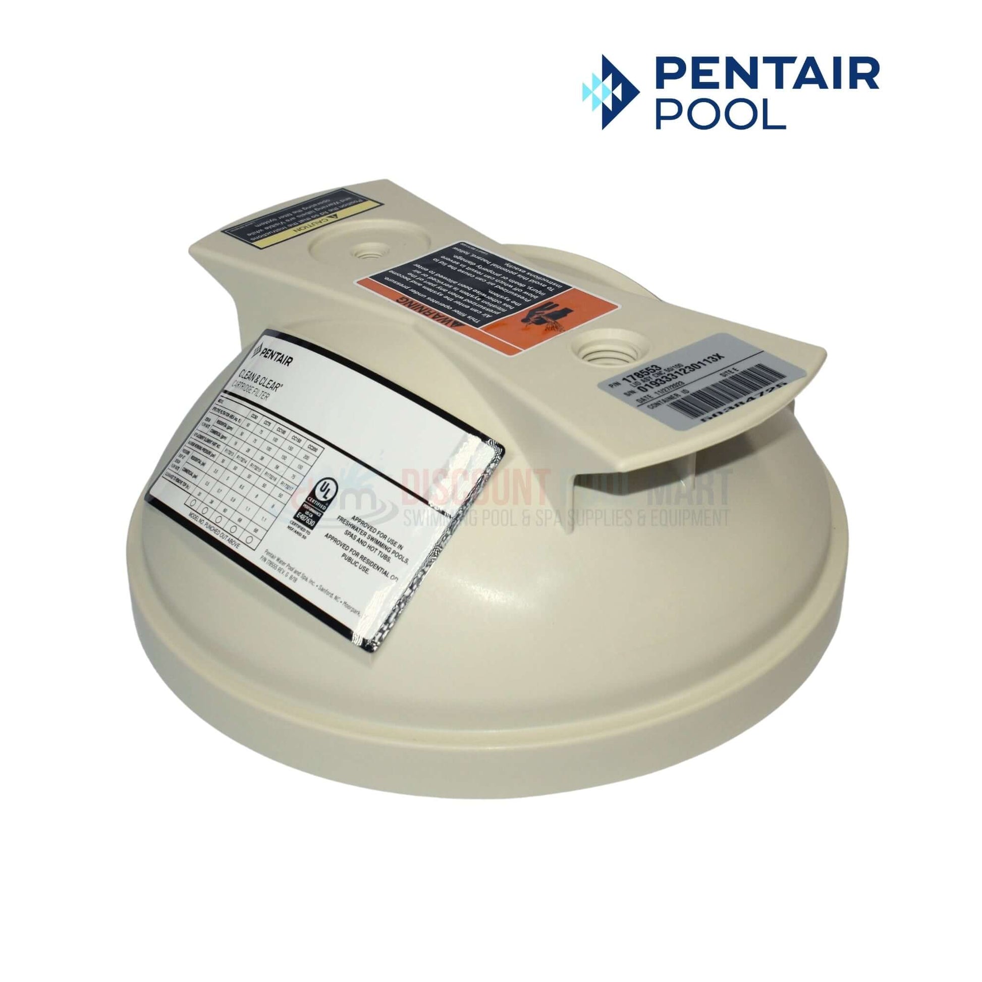 Pentair Lid for Clean and Clear 50 100 125 Filters 178553 from Discount Pool Mart, almond-colored replacement assembly.