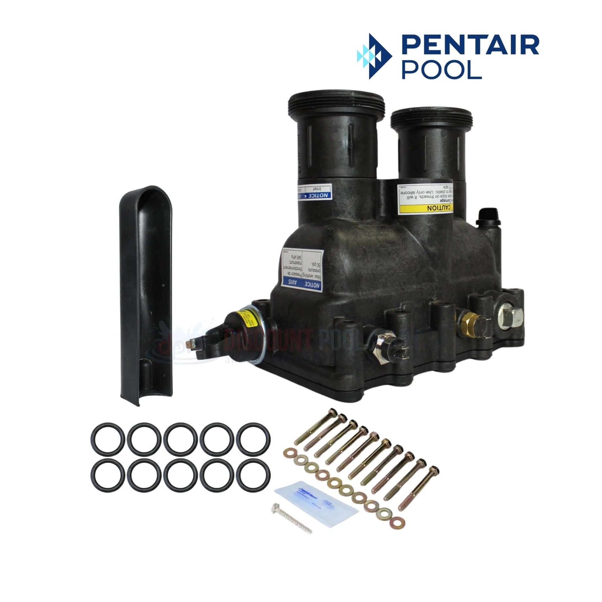 Pentair manifold kit for MasterTemp and Max-E-Therm 300 heaters, essential component with seals and bolts from Discount Pool Mart DPM.