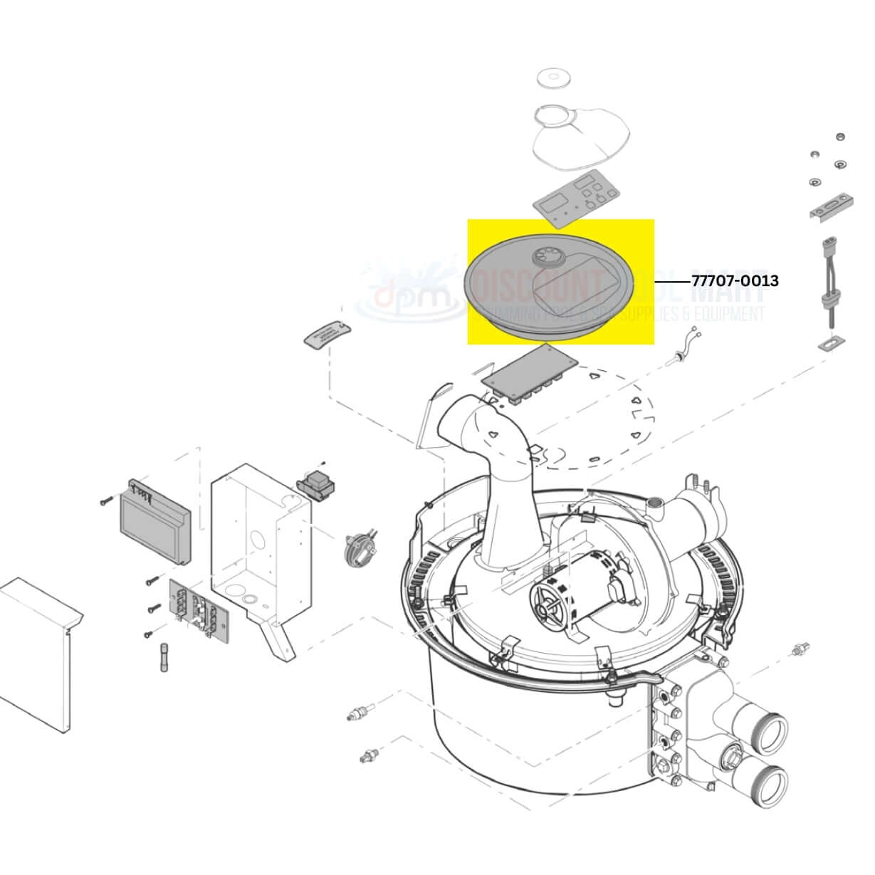 Pentair Membrane Panel Control Board Kit 77707-0013 diagram for Sta-Rite Max-E-Therm Heaters from Discount Pool Mart DPM.