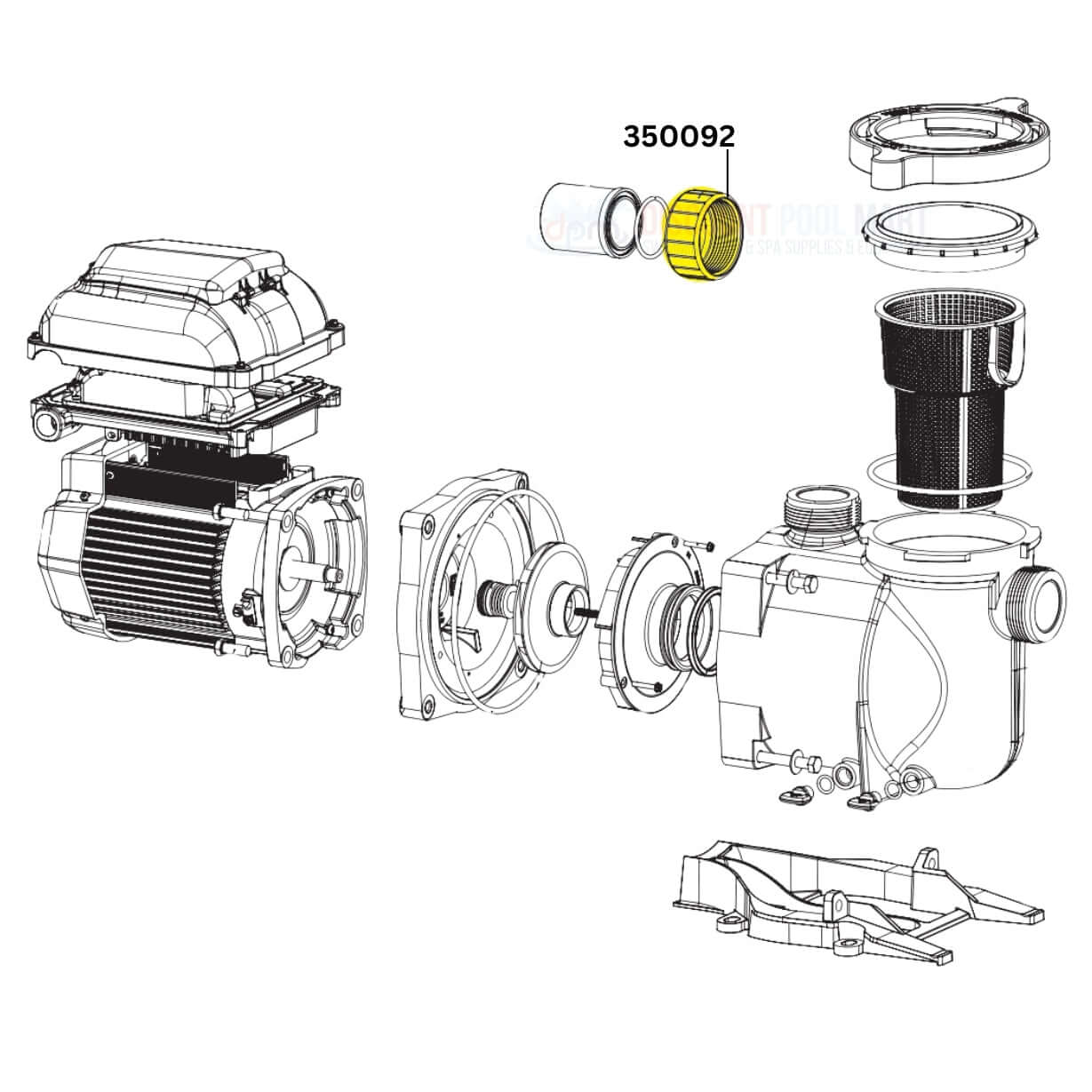 Pentair Nut 350092 for SuperFlo Pumps, OEM replacement part for secure connection, from Discount Pool Mart DPM.