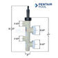 Pentair PVC Push Pull Slide Valve for FNS Plus and Quad DE Filters dimensions; Discount Pool Mart DPM logo
