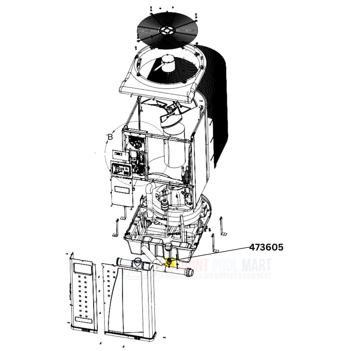 Pentair Pressure Switch schematic for heaters and heat pumps, part number 473605, from Discount Pool Mart DPM.