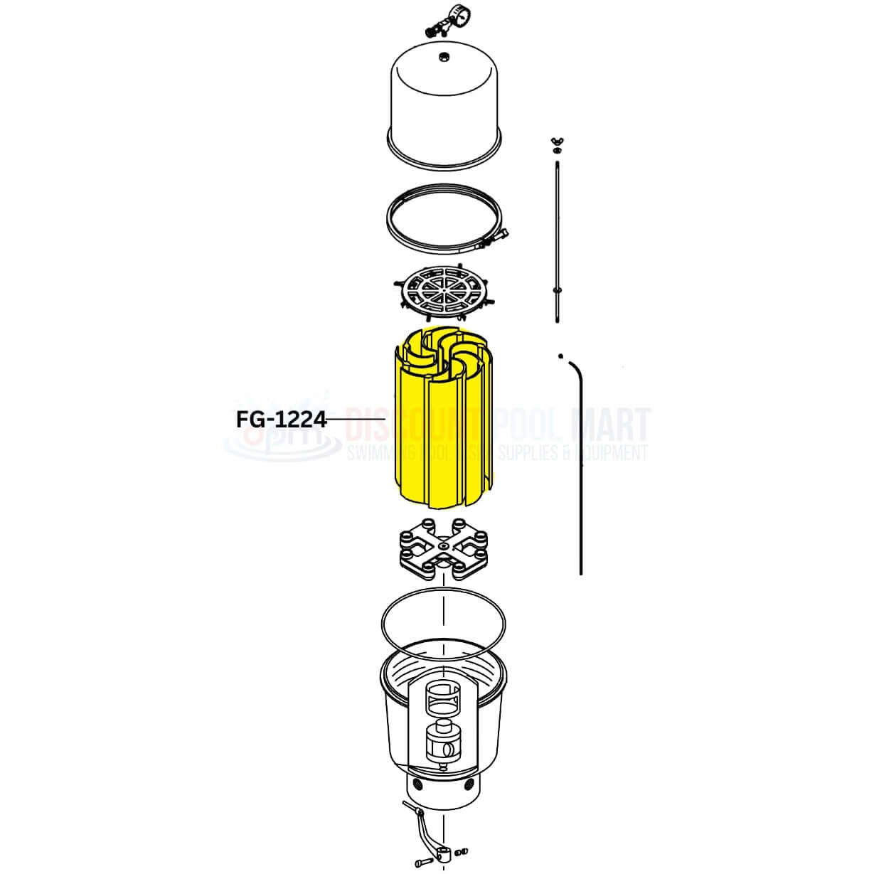 Pentair FG-1224 DE filter replacement grid components, includes all parts for efficient pool filtration, Discount Pool Mart DPM.