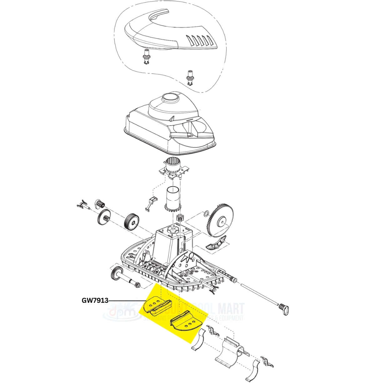 Pentair Seal Flap Kit GW7913 diagram showing left and right flaps for Kreepy Krauly SandShark from Discount Pool Mart DPM.