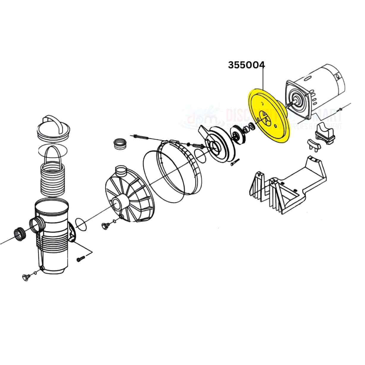 Exploded view of Pentair Seal Plate 355004 for Challenger and Waterfall pumps from Discount Pool Mart DPM.