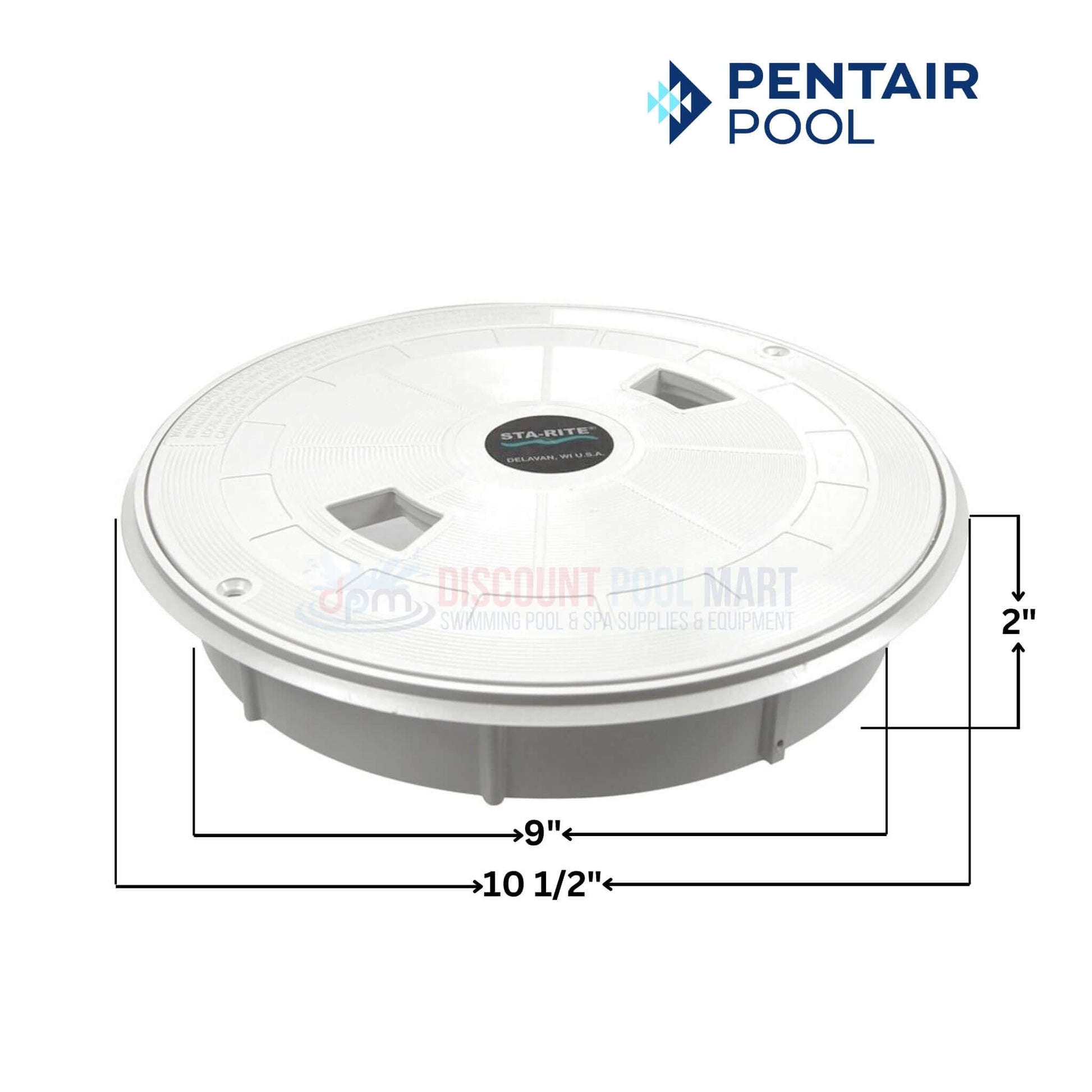 Pentair U-3 Skimmer Lid and Ring 08650-0169 by Discount Pool Mart, white ABS plastic, durable pool equipment.